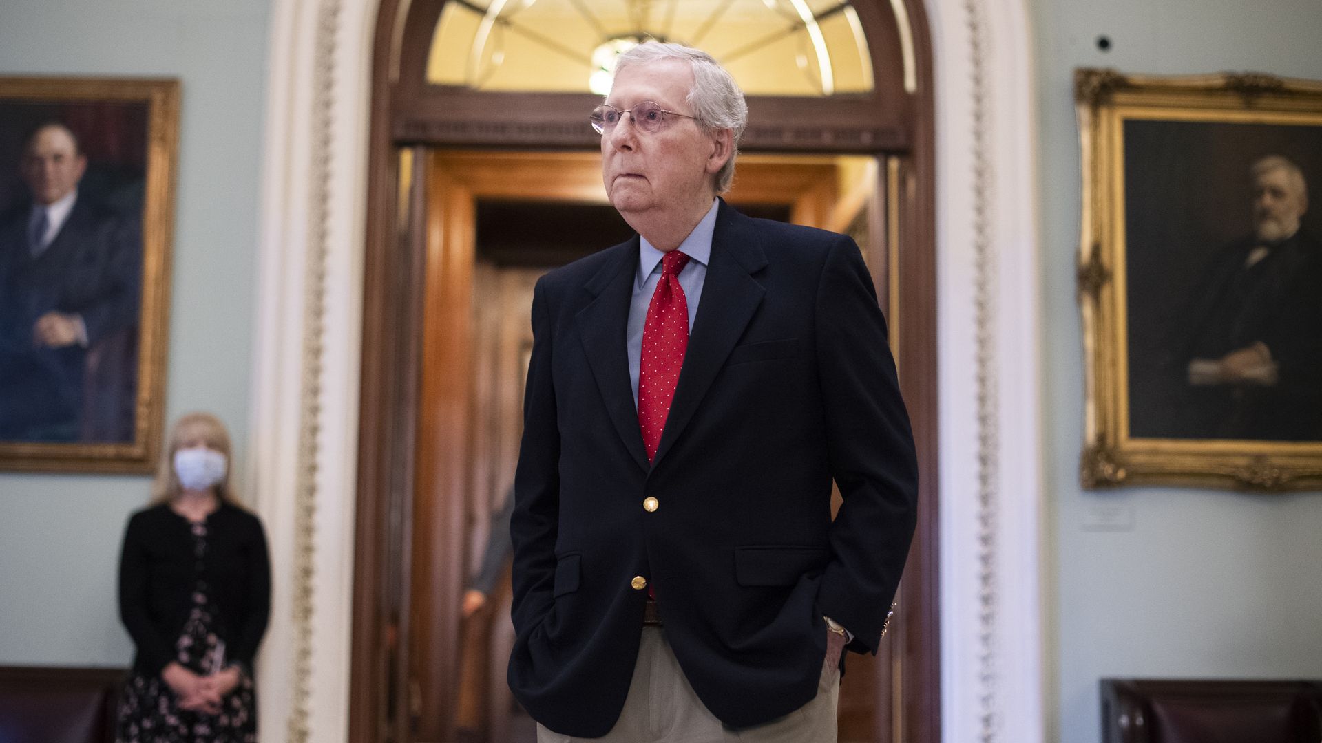 Senate Majority Leader Mitch McConnell, R-Ky., speaks to the media in the Capitol 