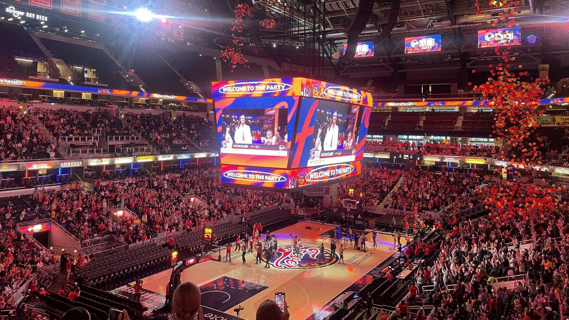 crowd inside gainbridge fieldhouse for the wnba draft party