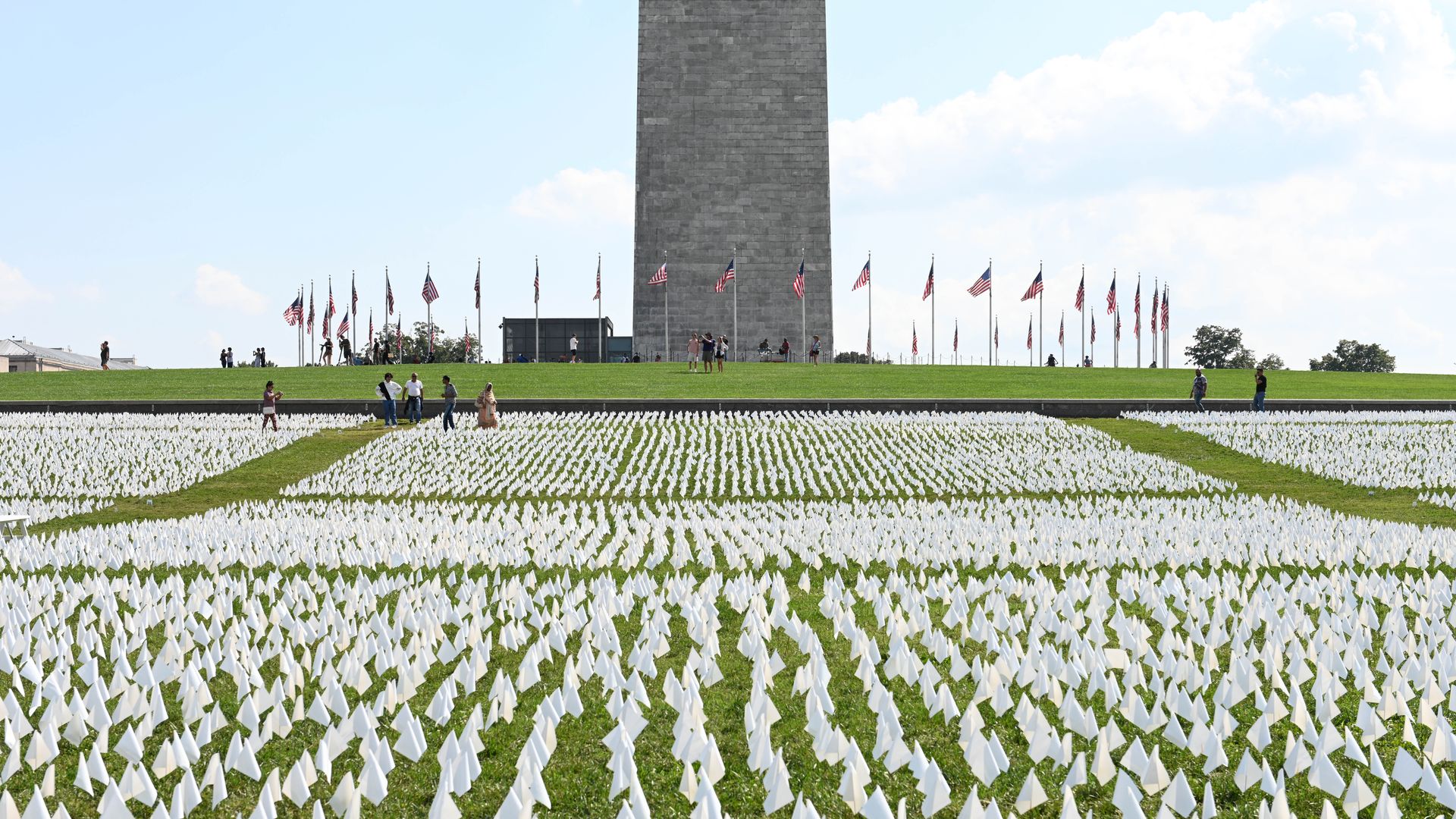 White flags are seen on the National Mall 
