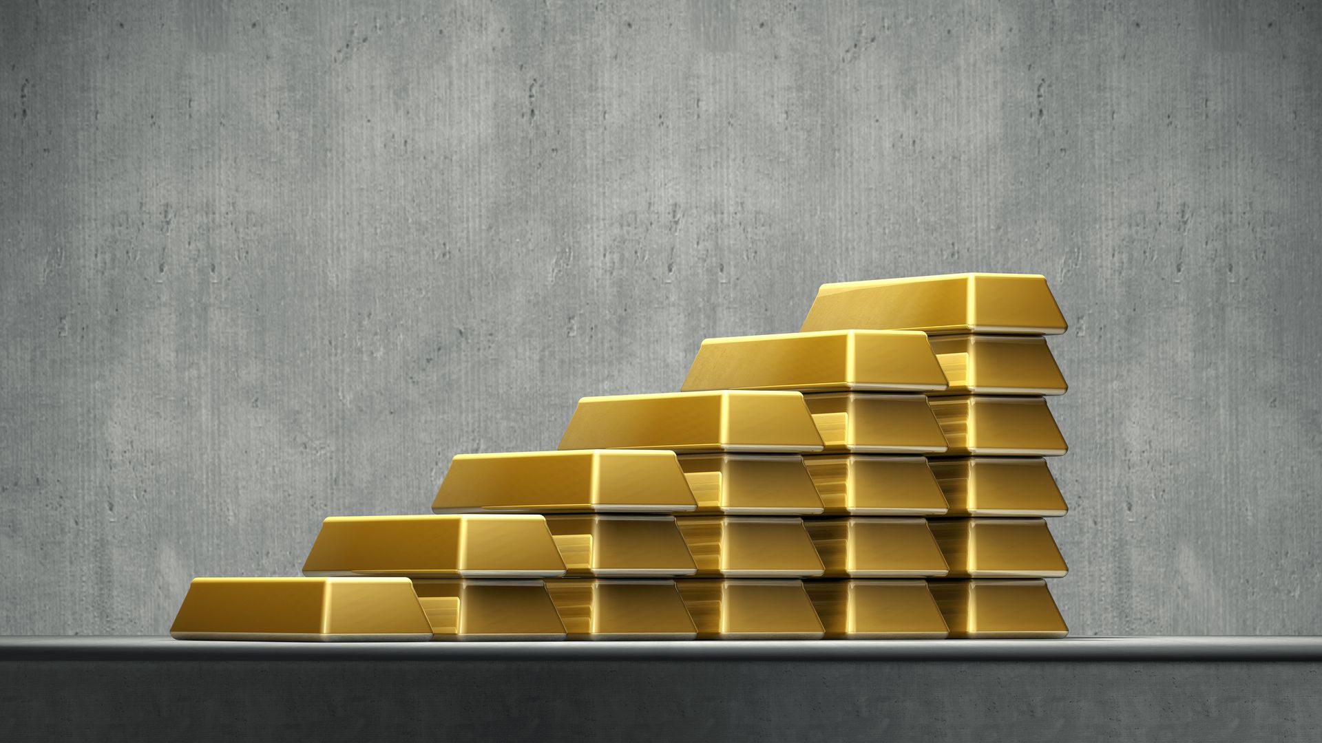 Gold bars stacked on top of each other