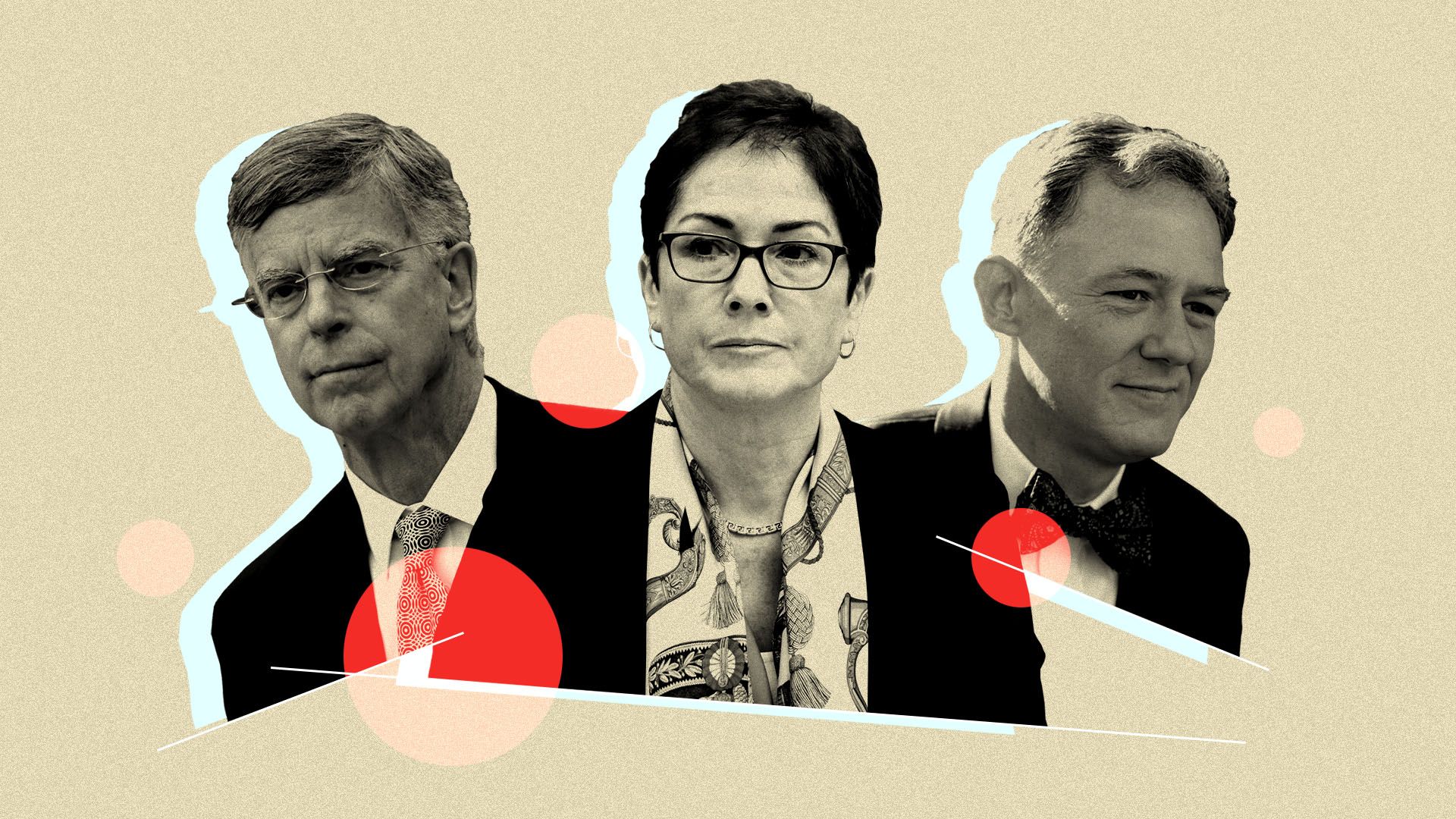 Photo illustration of Bill Taylor, Marie Yovanovitch, and George Kent