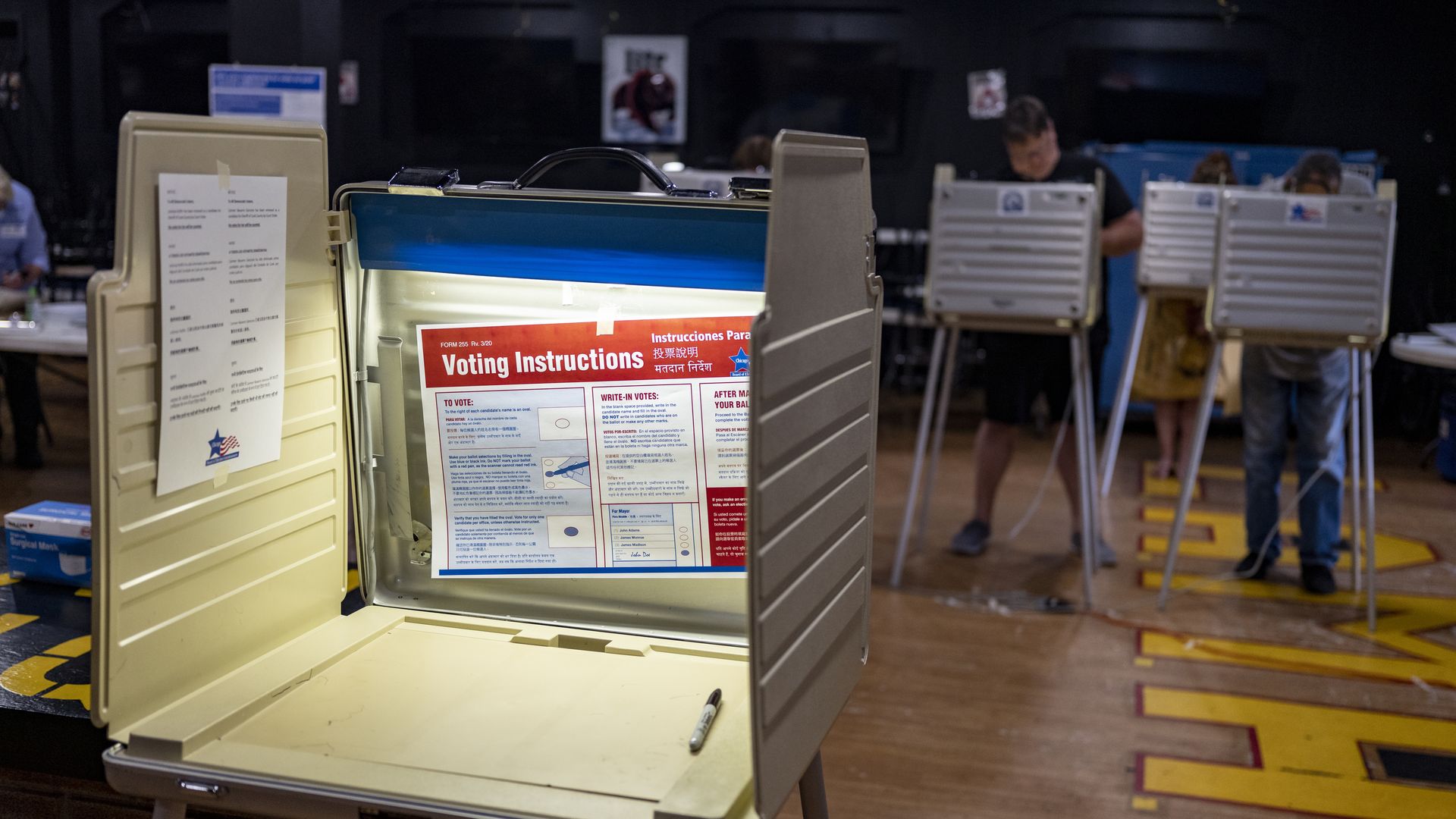 Photo of the inside of a voting booth.