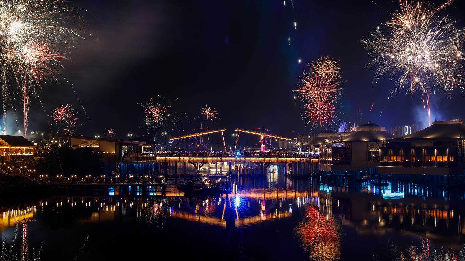 Fireworks light up the night sky to mark New Year 2025 in Jakarta, Indonesia, on January 1, 2025