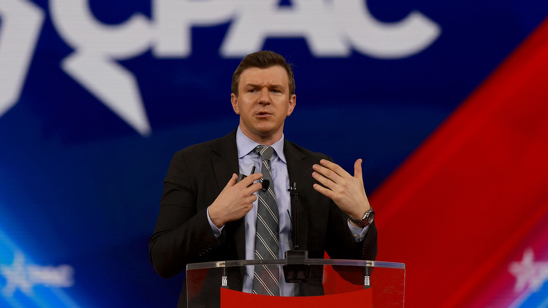 James O’Keefe, President of Project Veritas, speaks during the Conservative Political Action Conference (CPAC) at The Rosen Shingle Creek on February 24, 2022 in Orlando, Florida. 