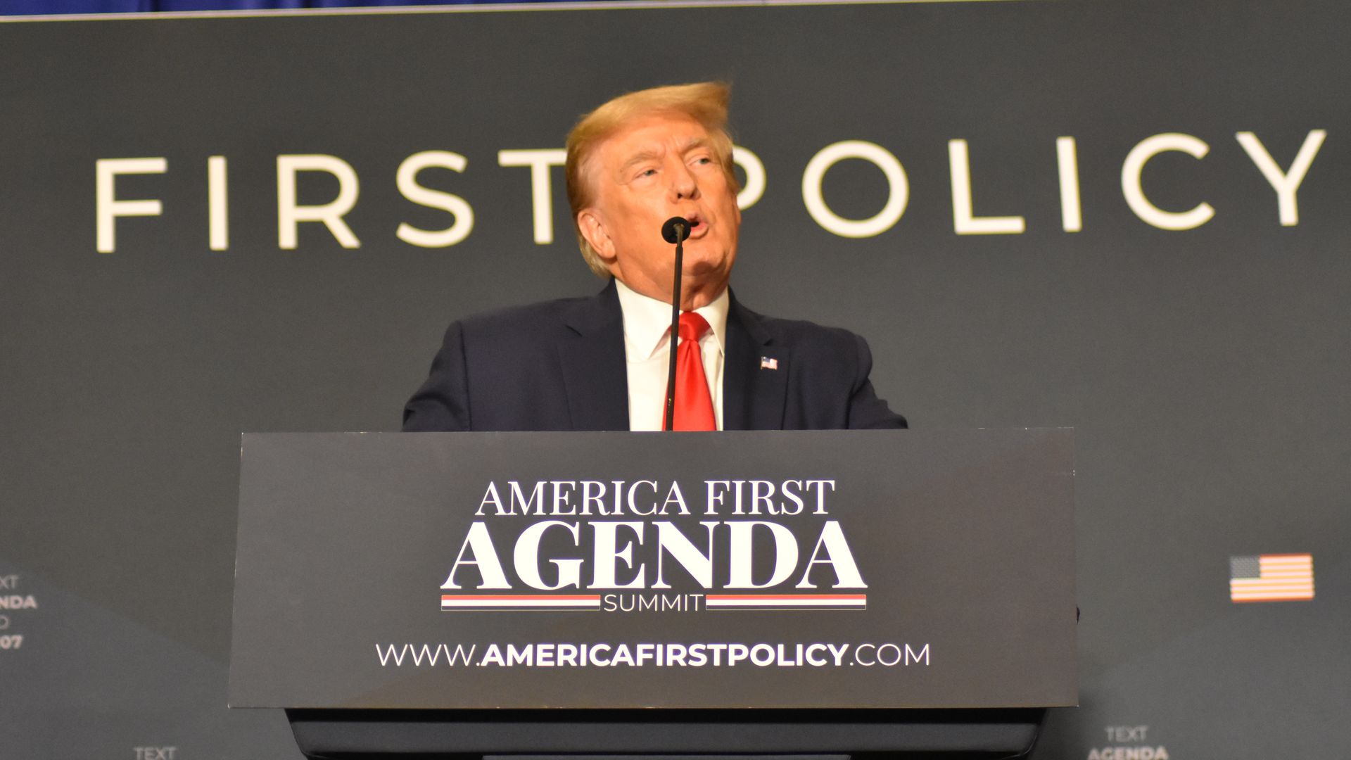 Former President Trump giving a speech