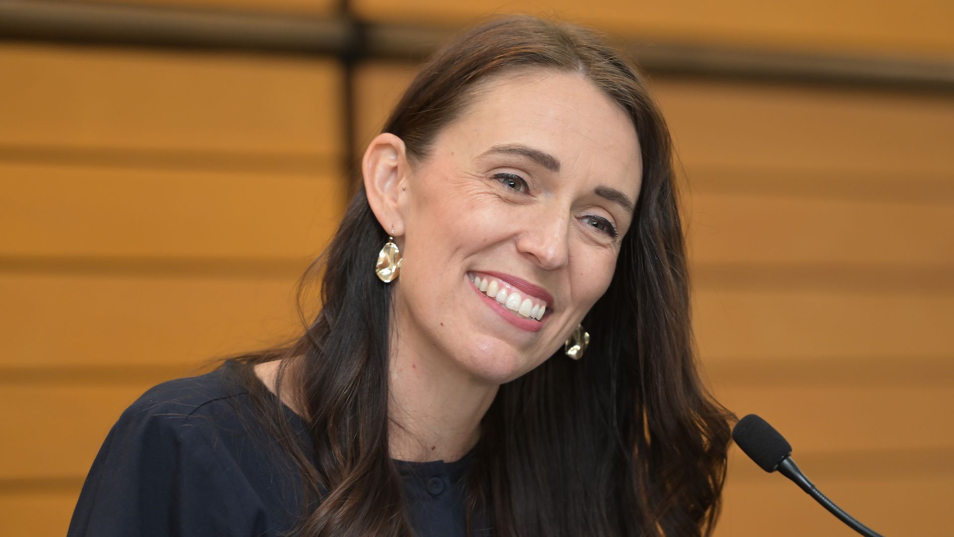 rime Minister Jacinda Ardern announces her resignation at the War Memorial Centre on January 19, 2023 in Napier, New Zealand.