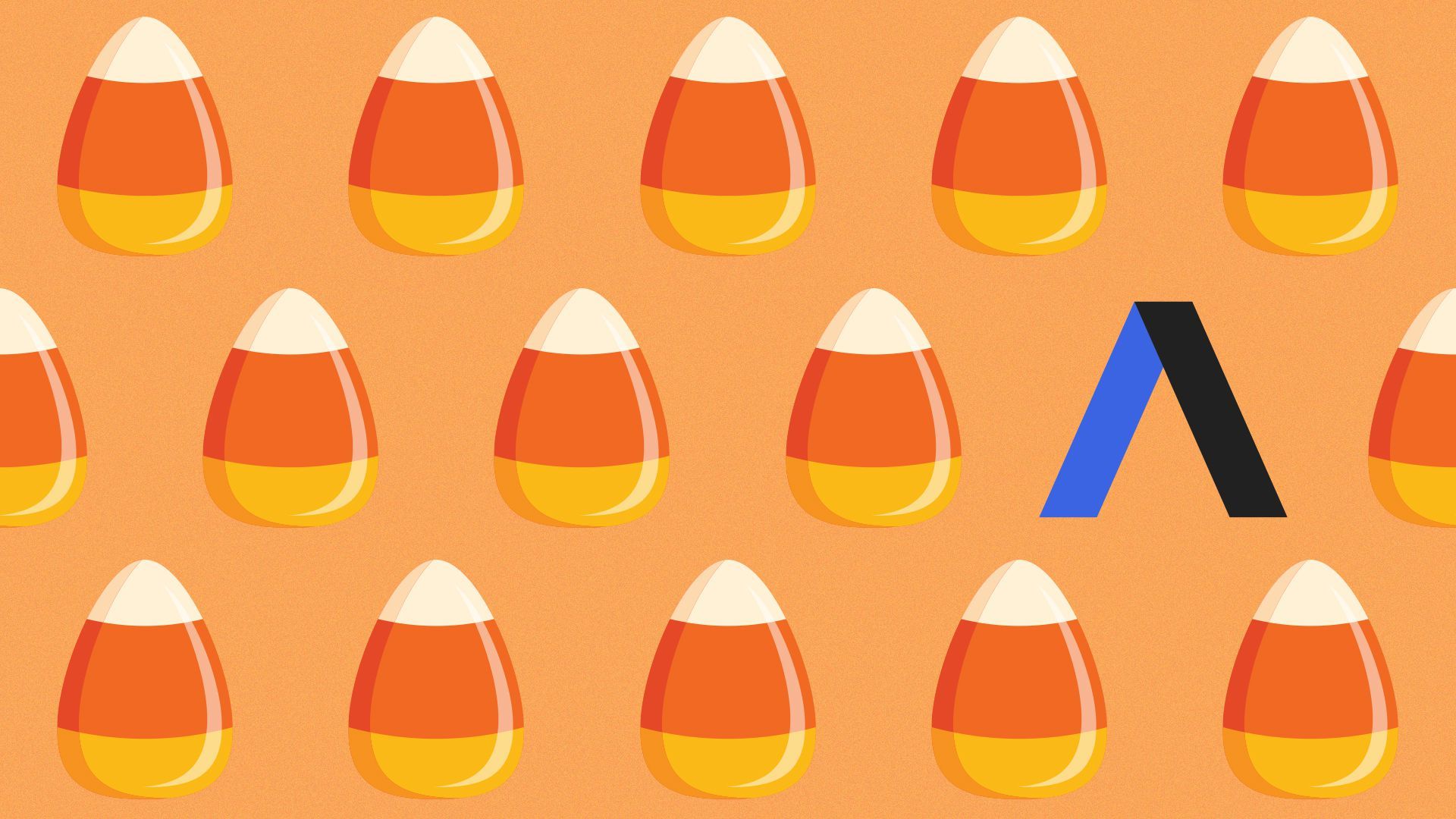 Illustration of candy corn with the Axios logo.