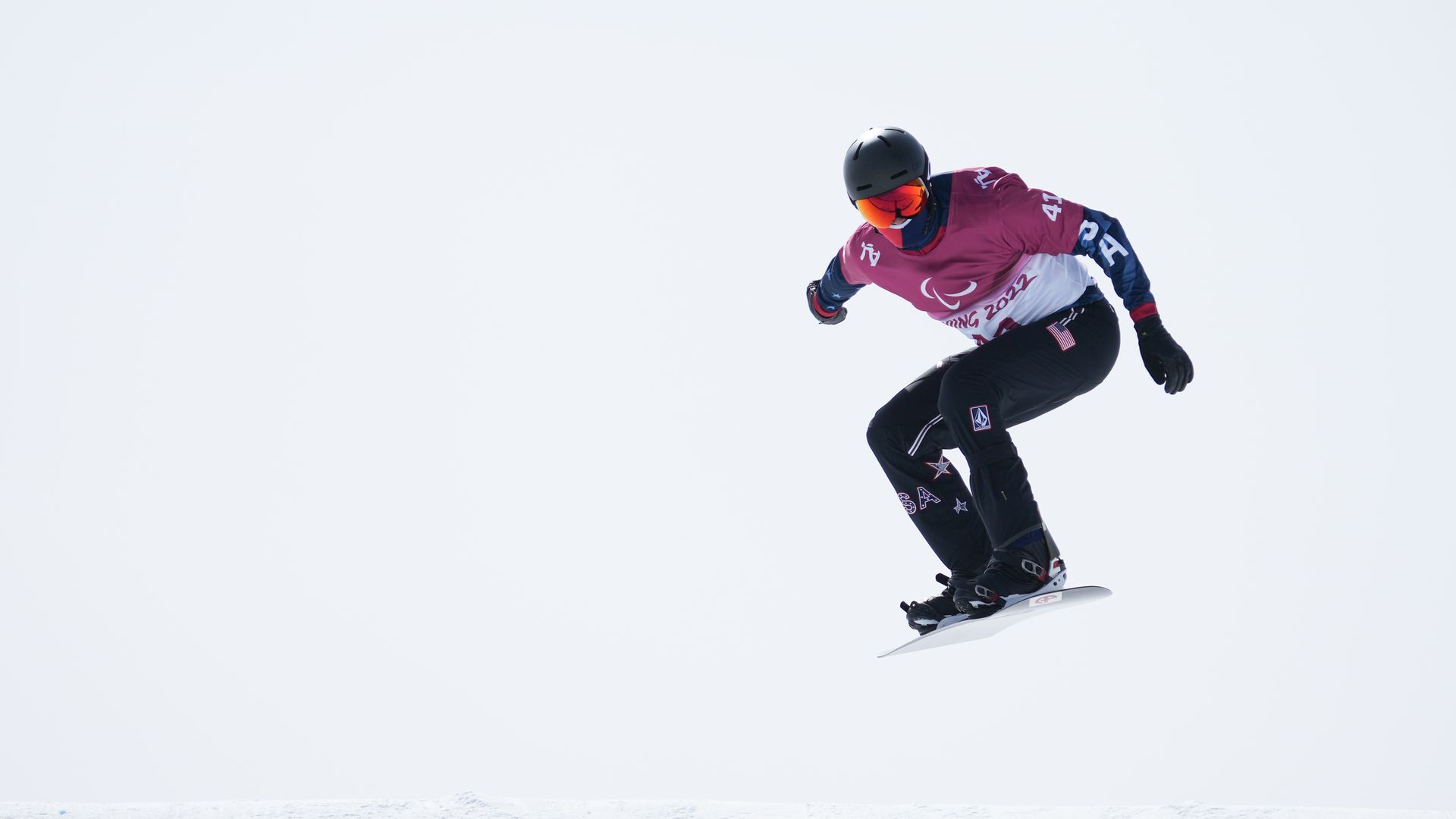Ogden snowboarder Keith Gabel snowboards at the 2022 Winter Paralympic Games at Zhangjiakou Genting Snow Park on March 06, 2022 in Zhangjiakou, China