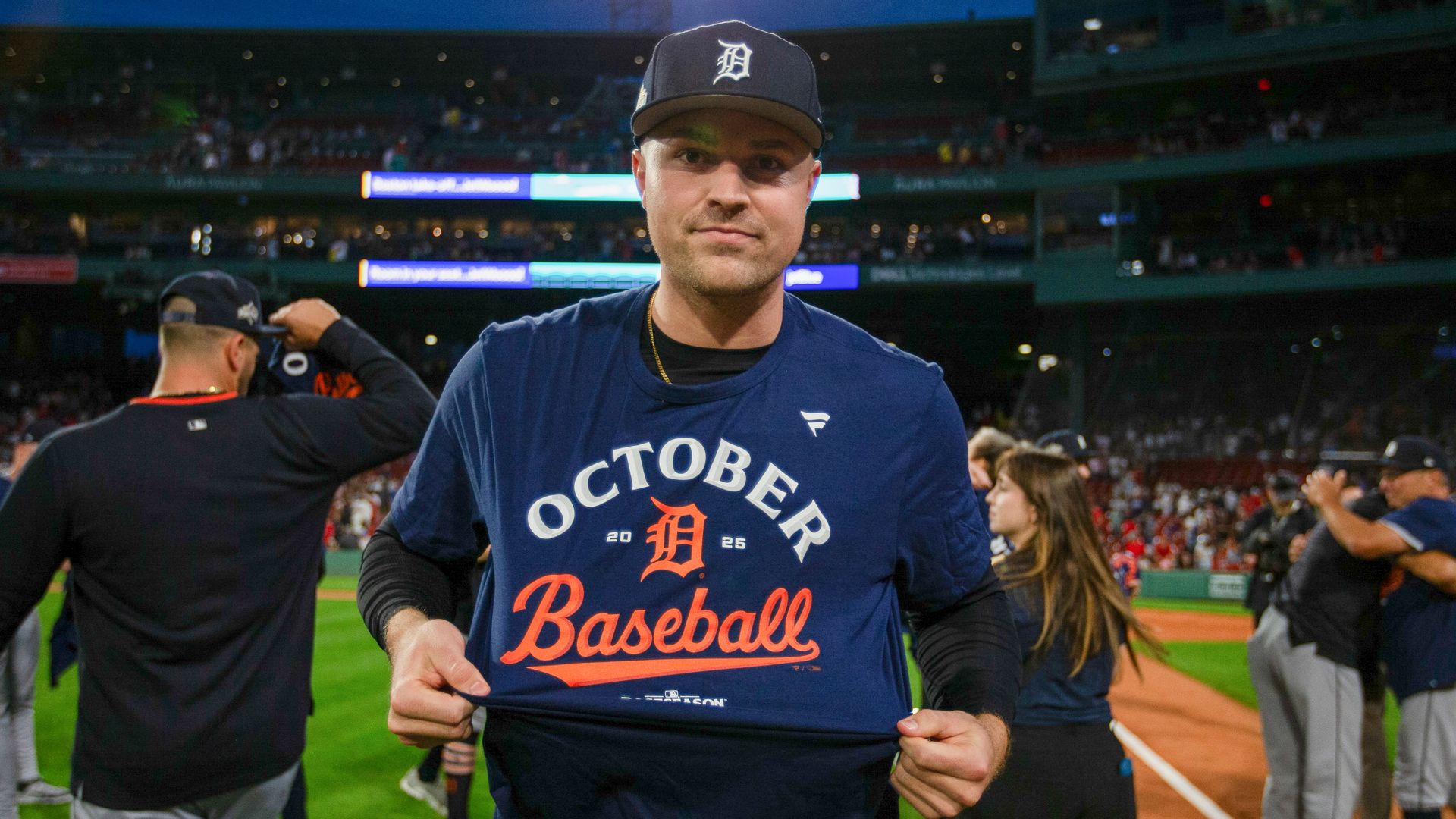 Tarik Skubal after Detroit clinched a playoff spot on Saturday. 
