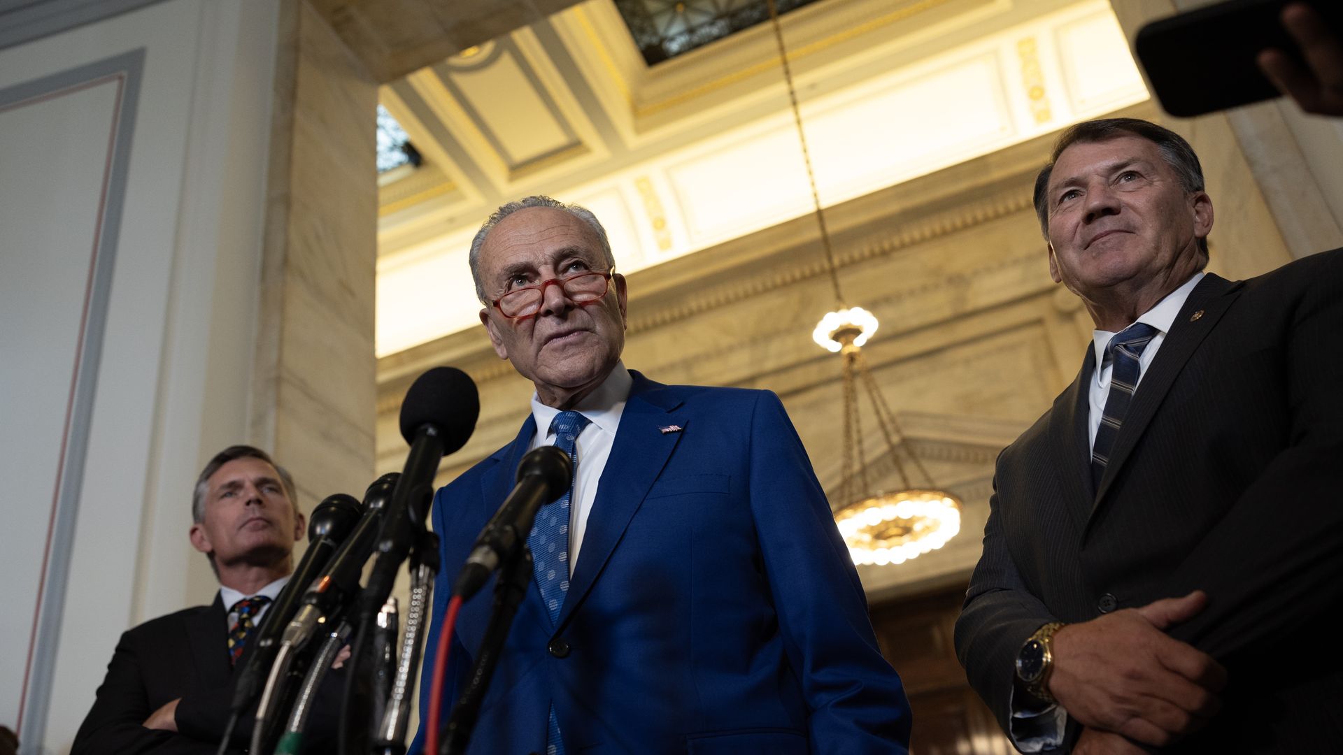 Senate Majority Leader Chuck Schumer pictured in the Capitol
