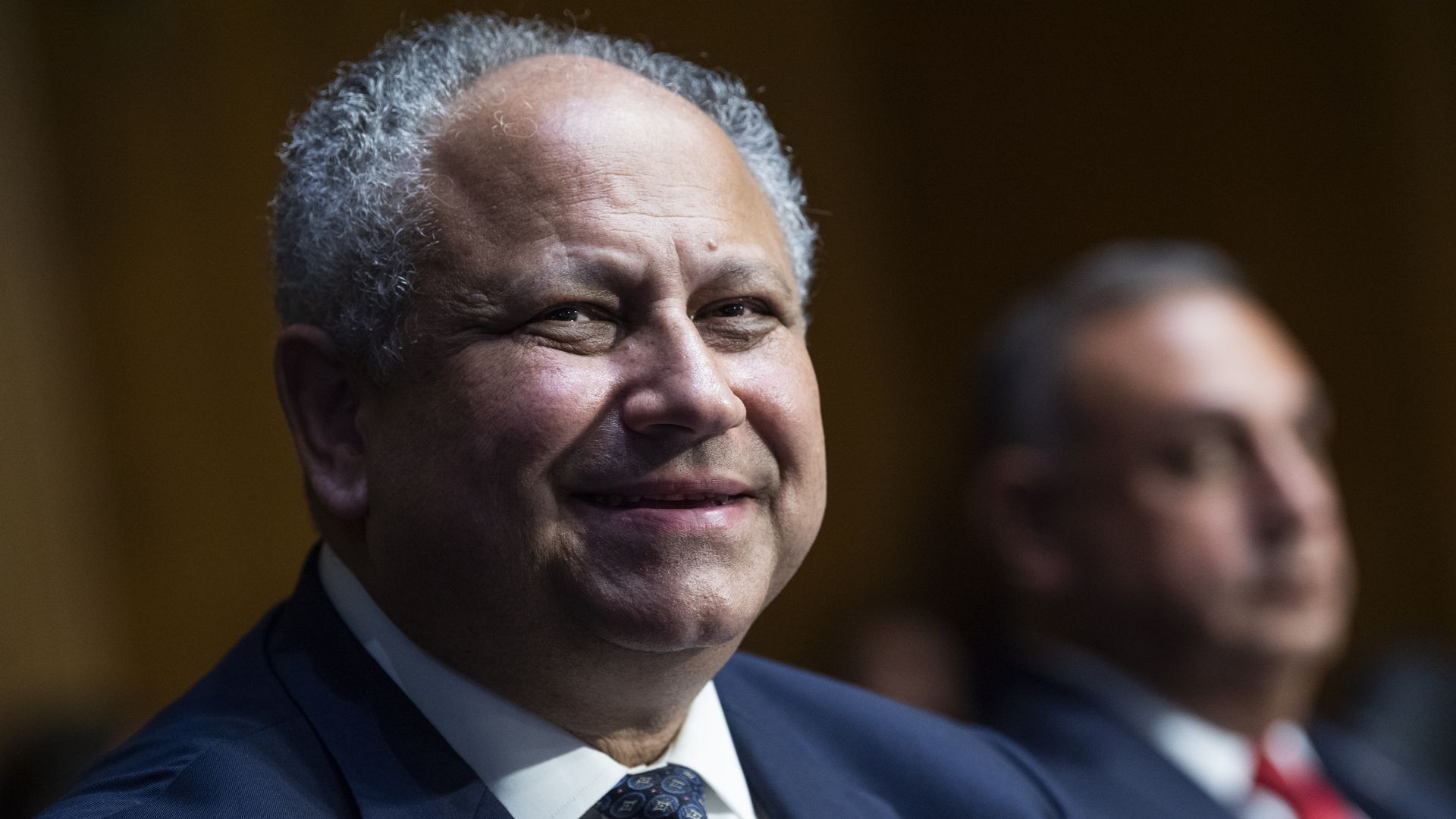  Carlos Del Toro, left, nominee to be Navy secretary, during a Senate hearing in the Dirksen Building on Tuesday, July 13