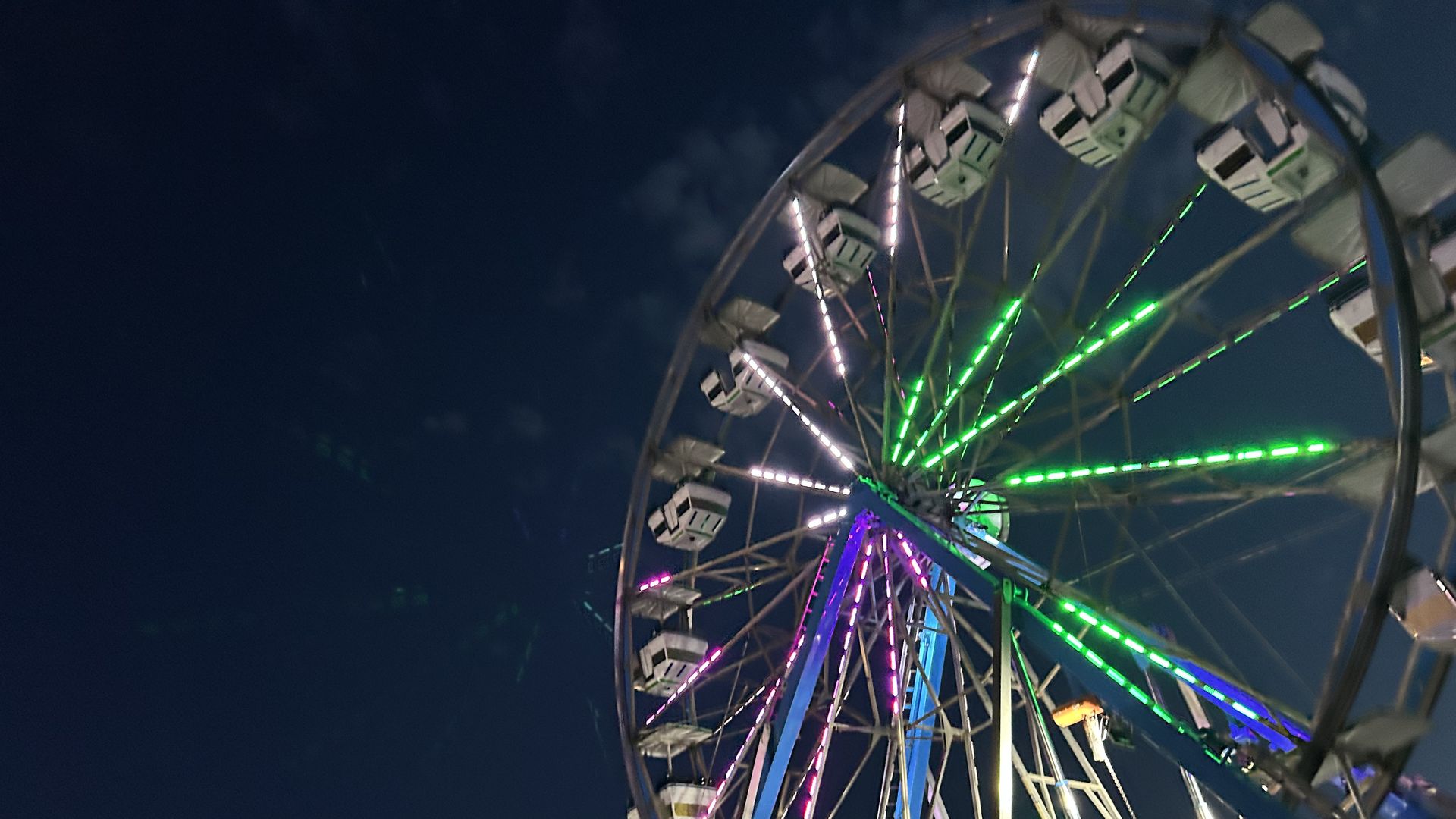 A Ferris wheel at night in Parker.