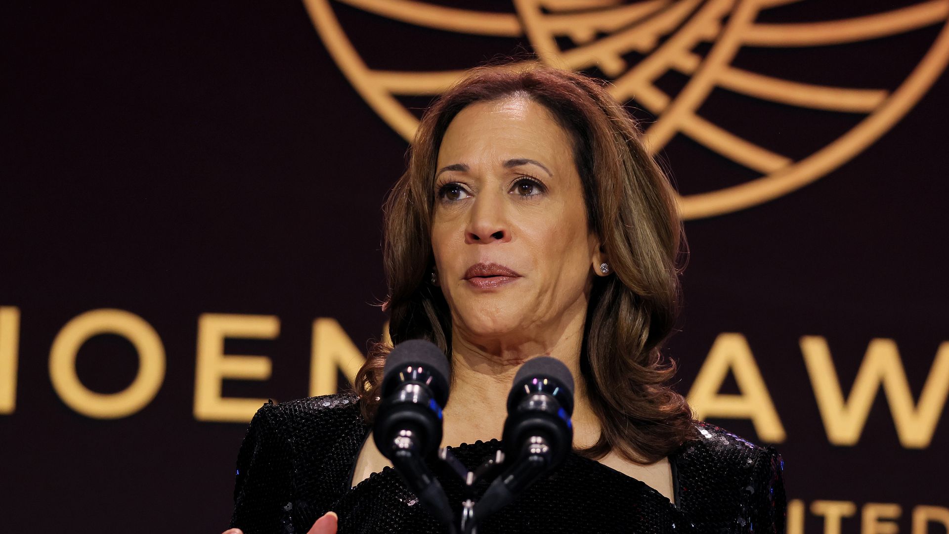 Vice President Kamala Harris speaks onstage during The Congressional Black Caucus Foundation's 53rd Annual Legislative Conference Annual Phoenix Awards Dinner at Walter E. Washington Convention Center on September 14, 2024 in Washington, DC. (Photo by Jemal Countess/Getty Images for Congressional Bl