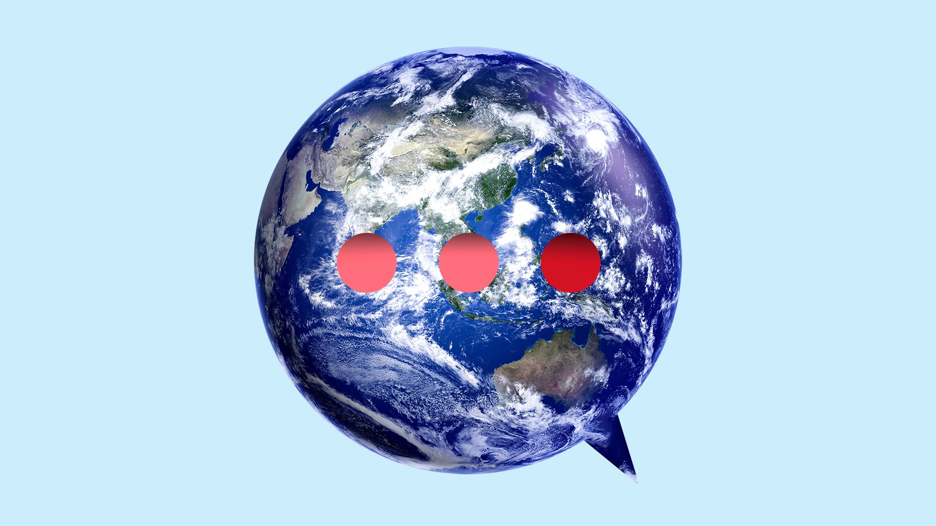 Earth with three red dots on it