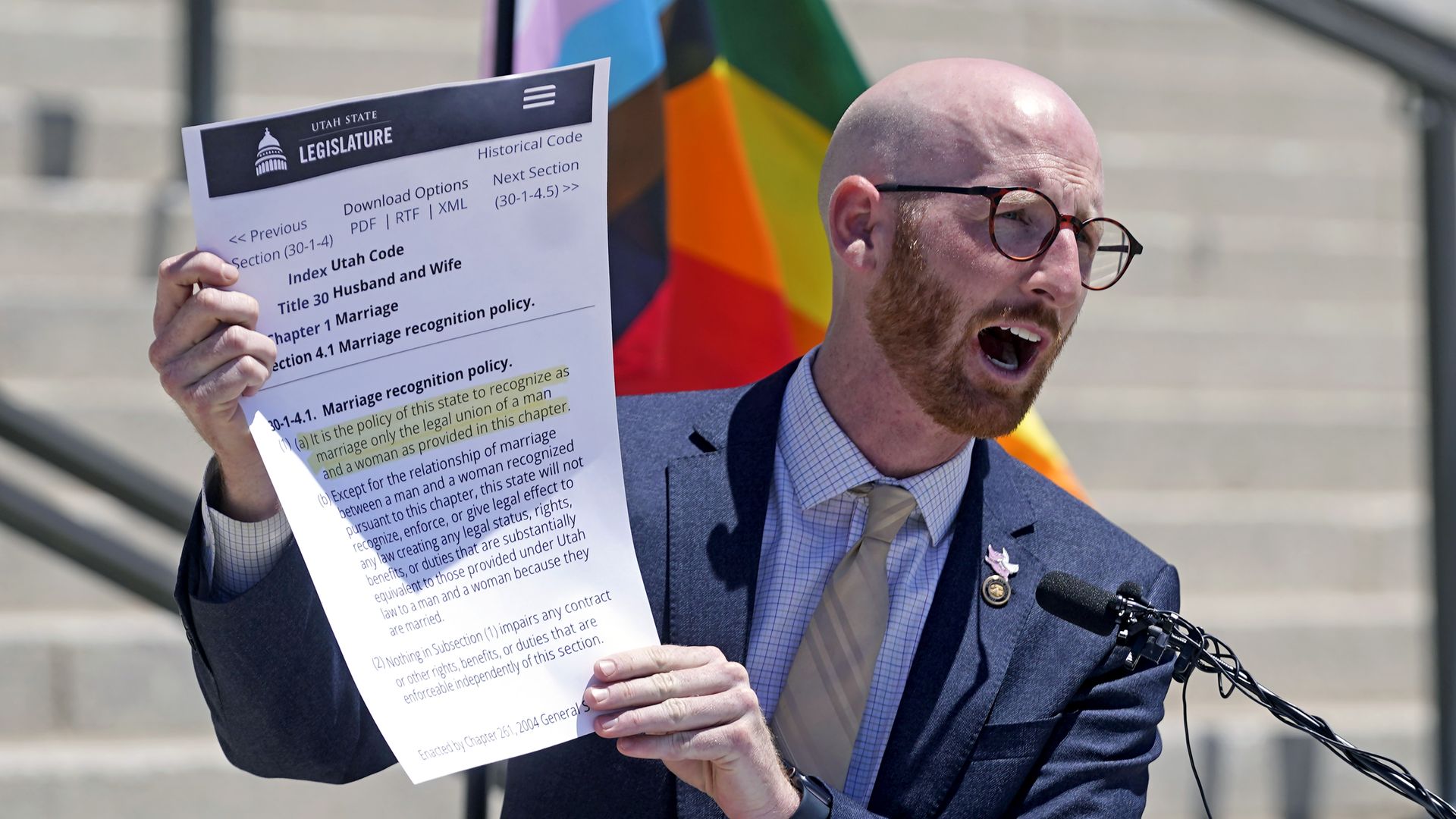 Utah Sen. Derek Kitchen speaks during a news conference at the Utah State Capitol on Tuesday, June 7, 2022, in Salt Lake City.