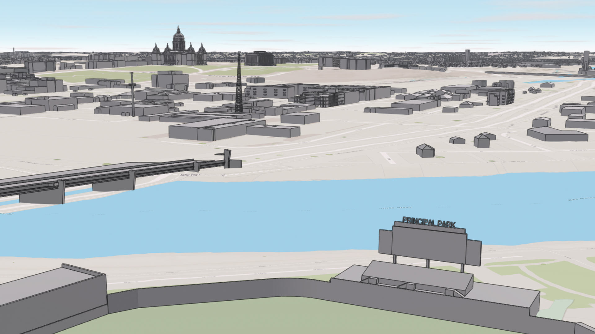 A digital version of Des Moines.