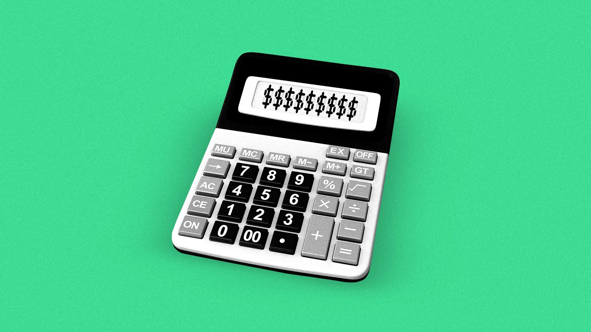 illustration of a calculator with dollar signs on it