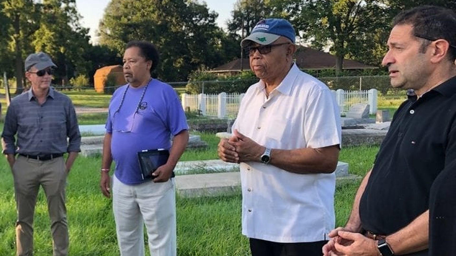 Descendant Leaders, Jesuits and Georgetown Representative at the Ancestors graves, Immaculate Heart of Mary Cemetery.