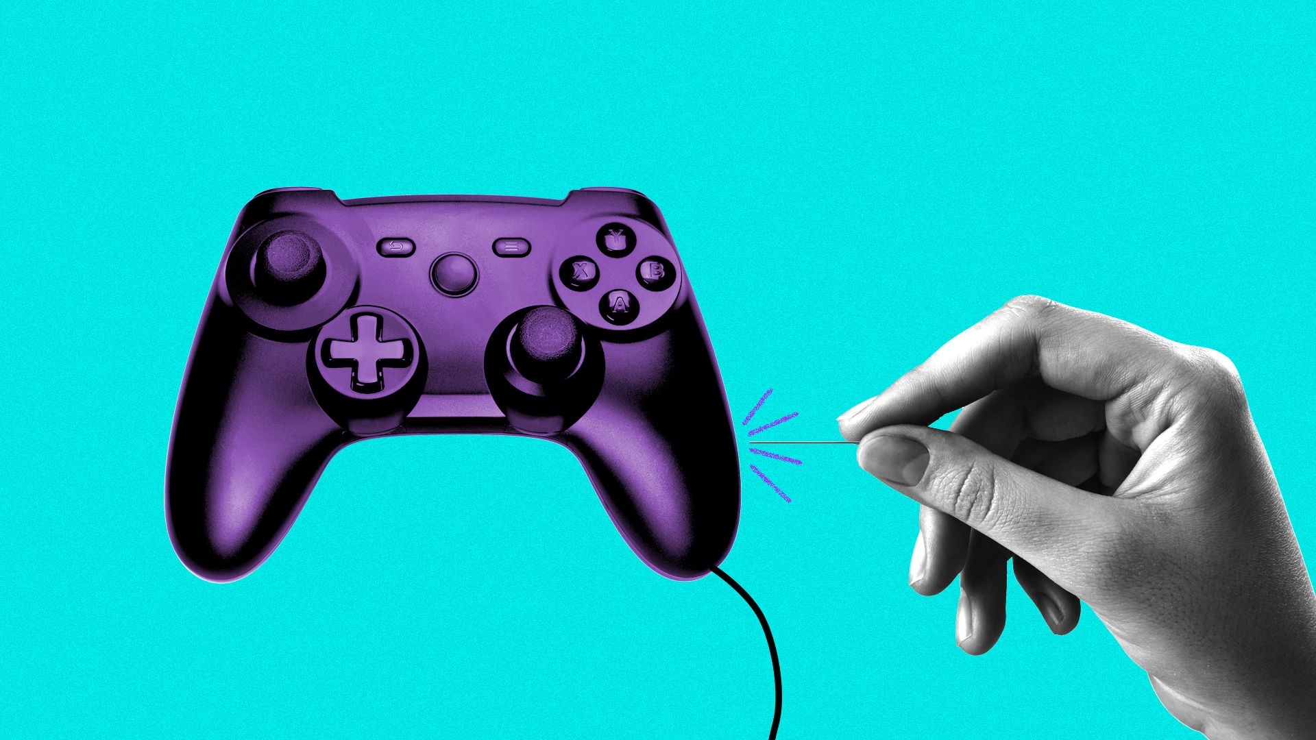 Illustration of a video game controller popping.