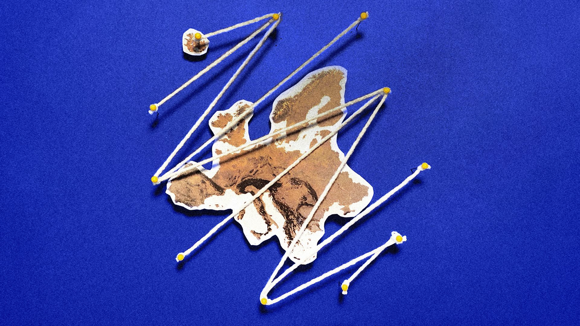 A map of Europe with lines across it