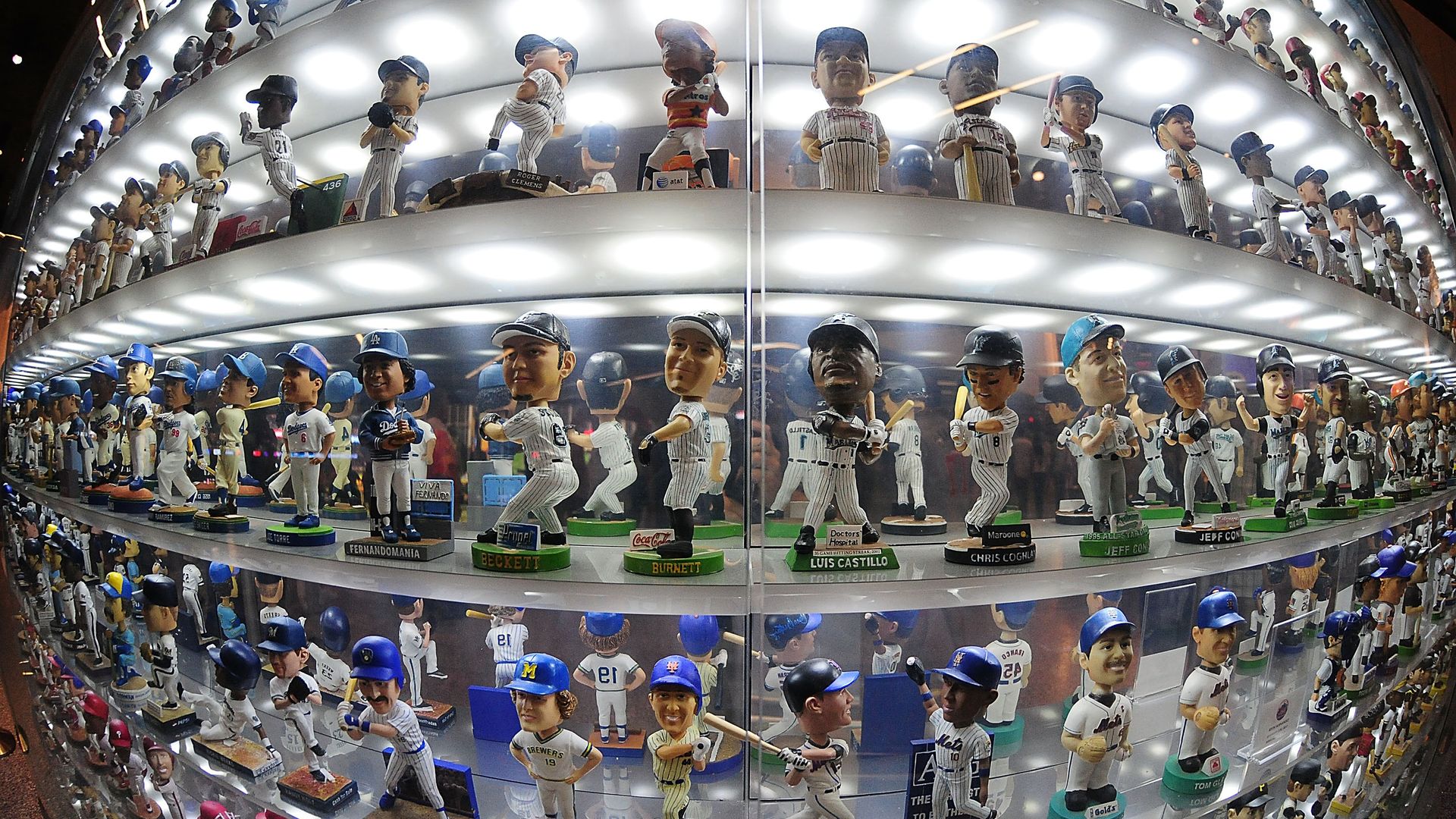 The Bobble Head Museum at Marlins Park is shown during a game between the Miami Marlins and the Cincinnati Reds on September 14, 2012 in Miami, Florida. 