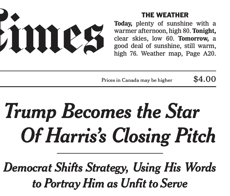 New York Times headline