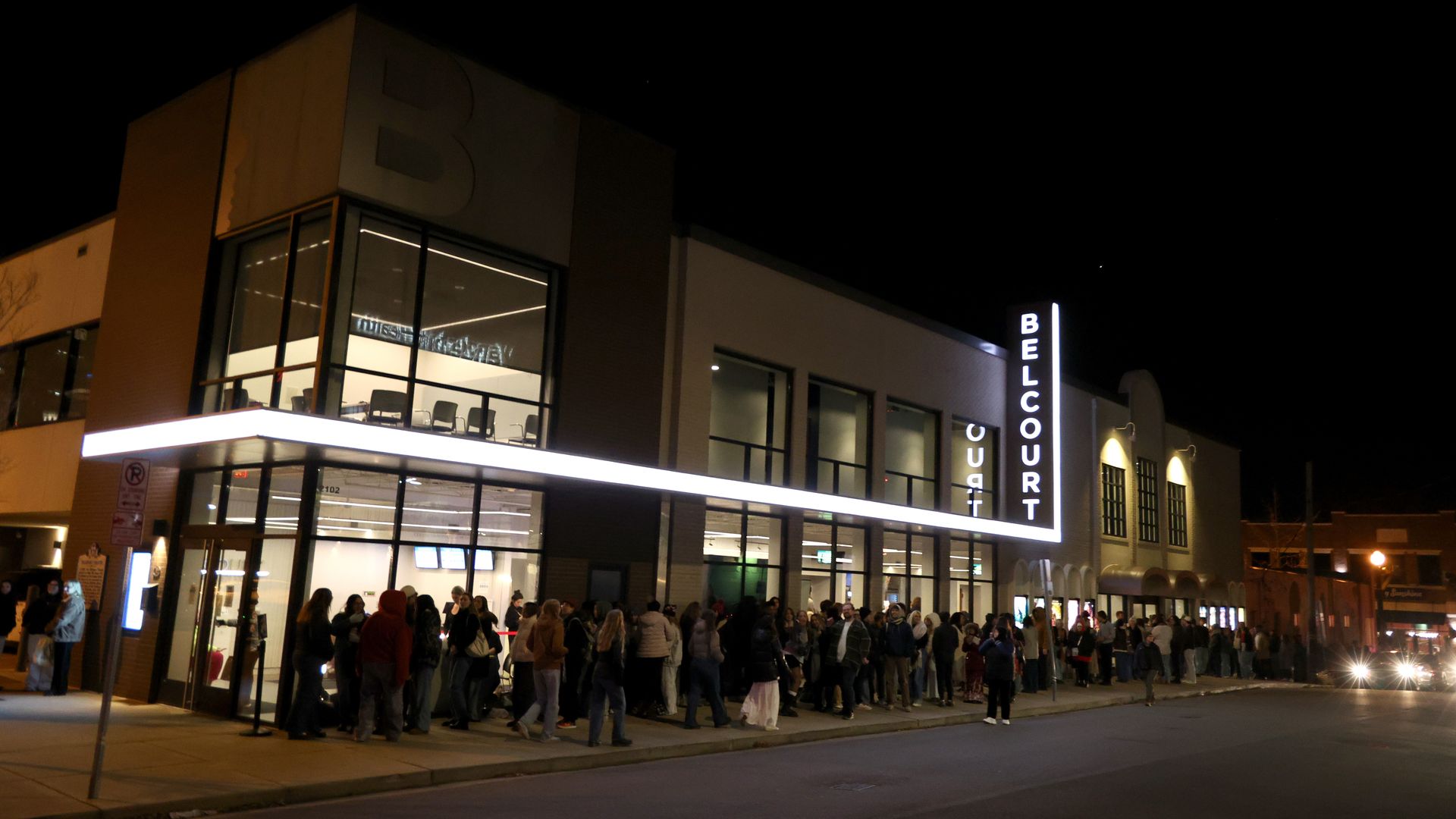 A line of movie fans at The Belcourt last month. 