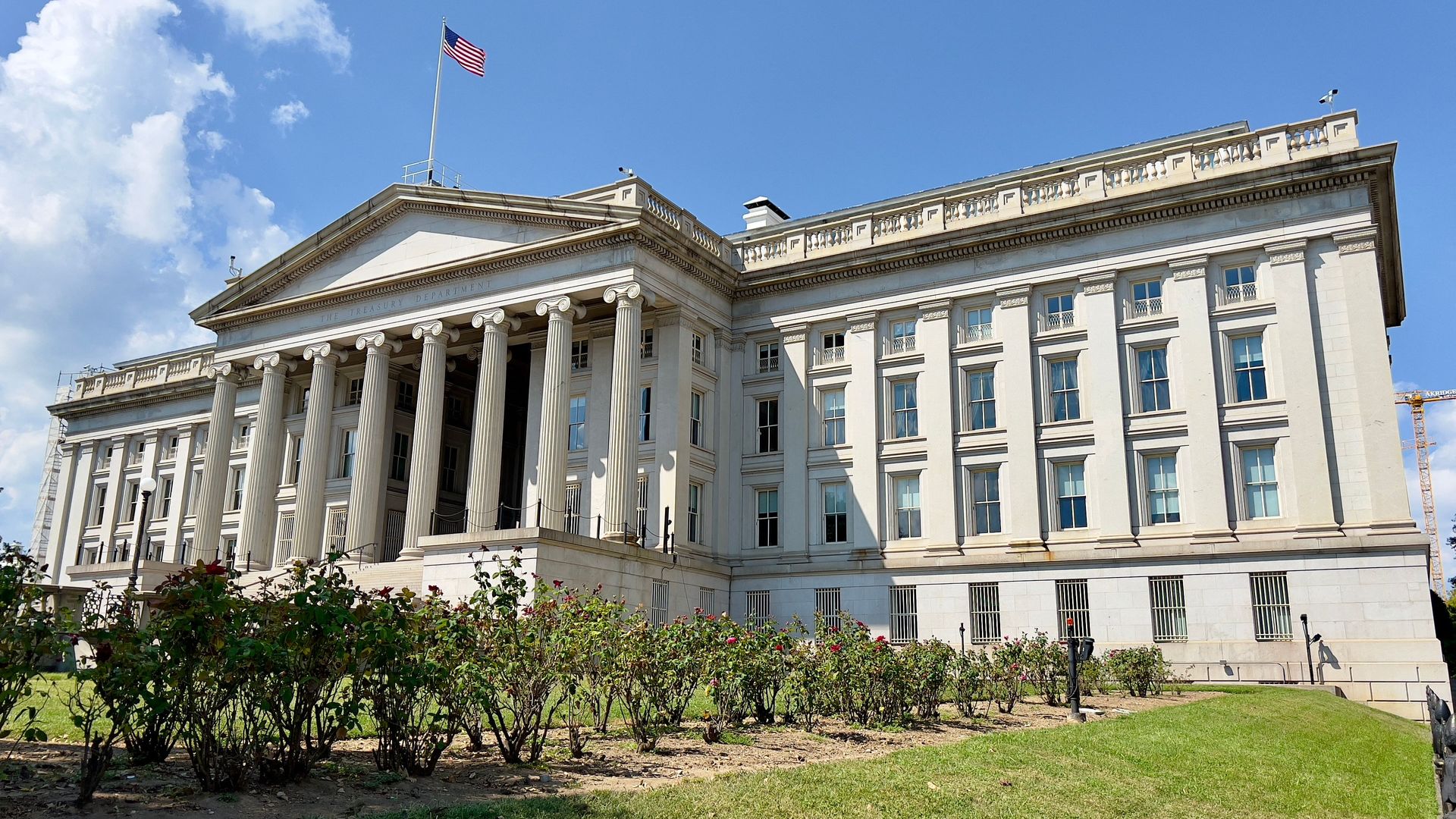 The Department of the Treasury building is seen in Washington, DC.