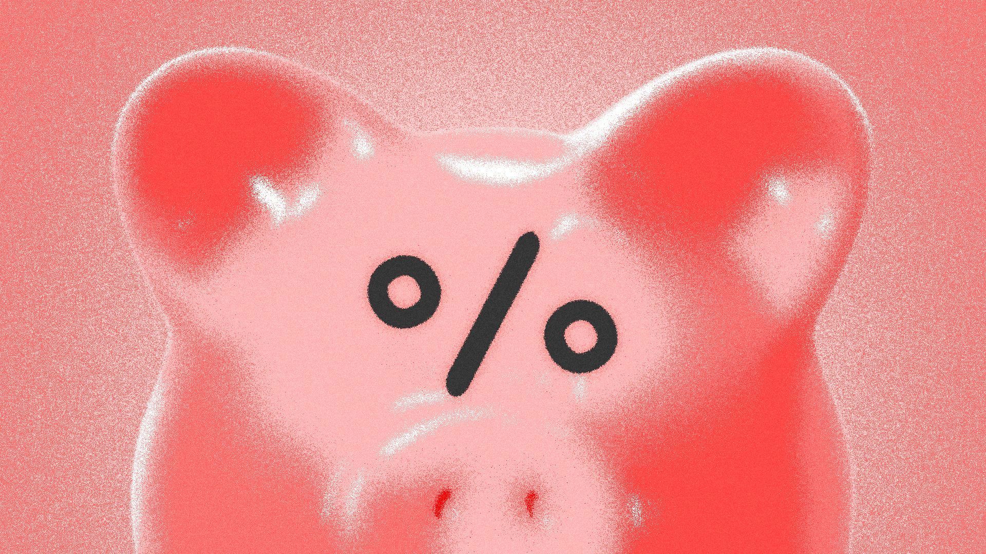 Piggy bank with percentage