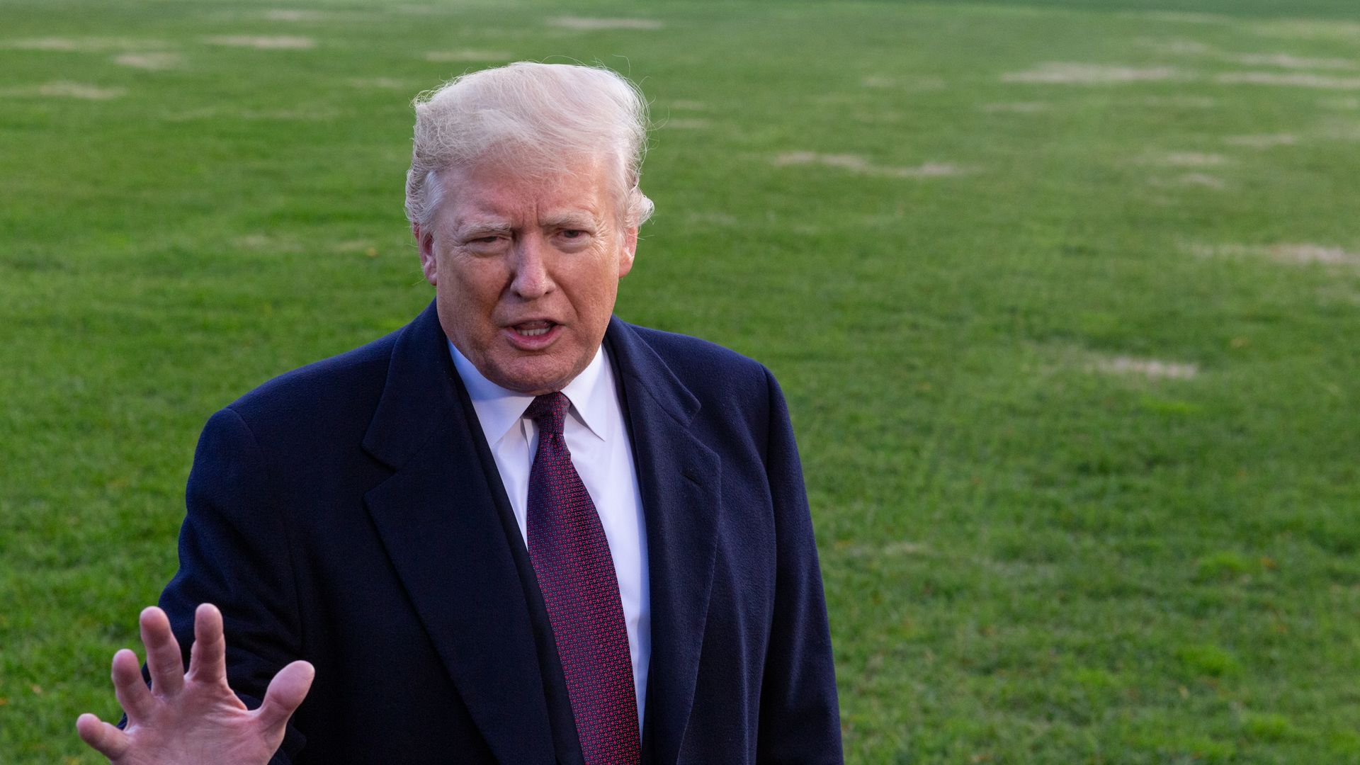 President Trump talking to press.