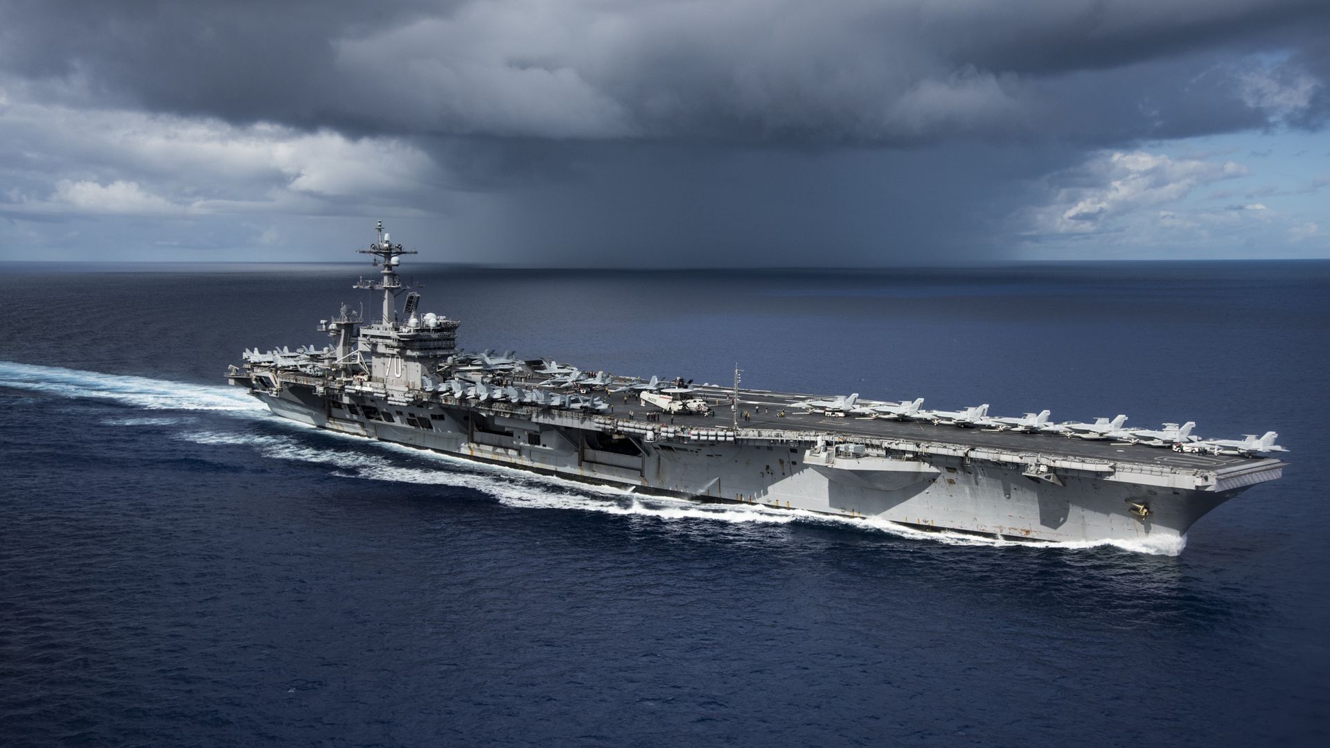 U.S. Navy aircraft carrier in the Pacific Ocean