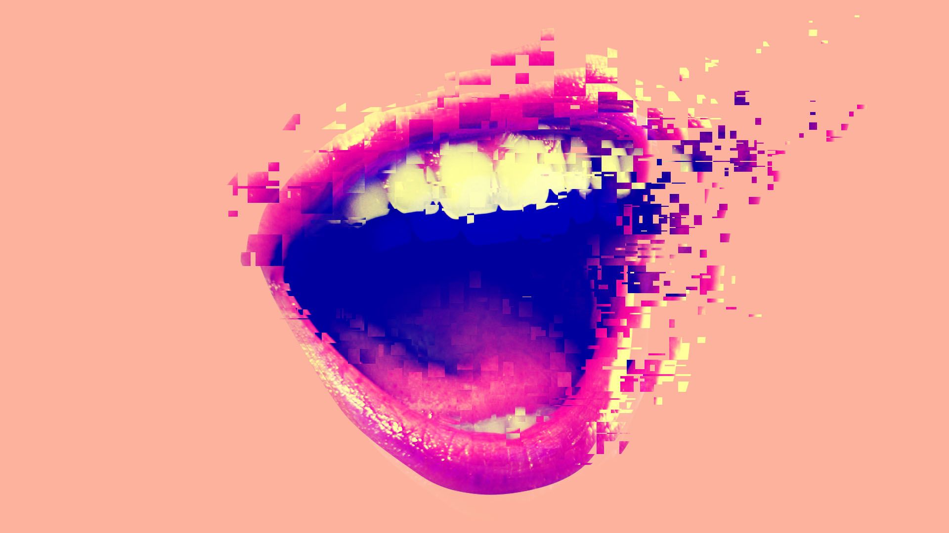 Illustration of a mouth glitching