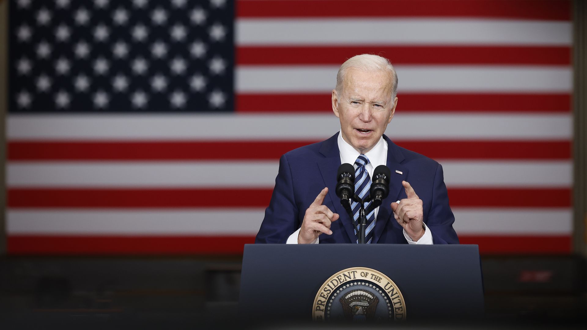 President Biden deliver remarks on February 04, 2022 in Upper Marlboro, Maryland.