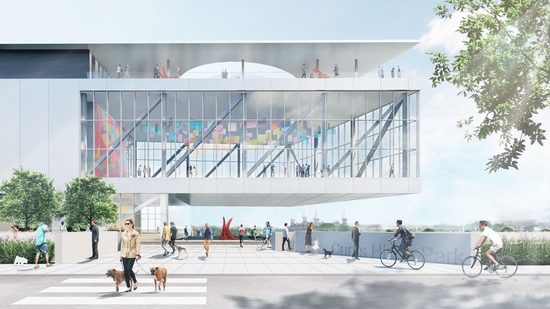 Rendering of the side view of the new Tampa Museum of Art expansion. 