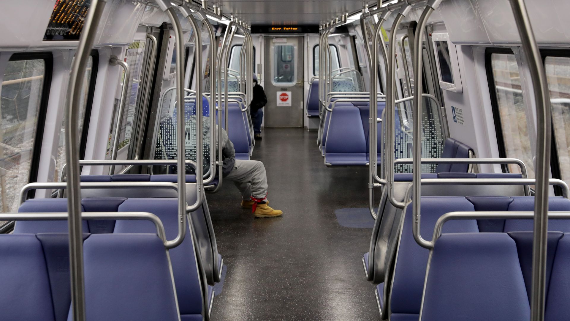 Inside of a mostly empty Metro train