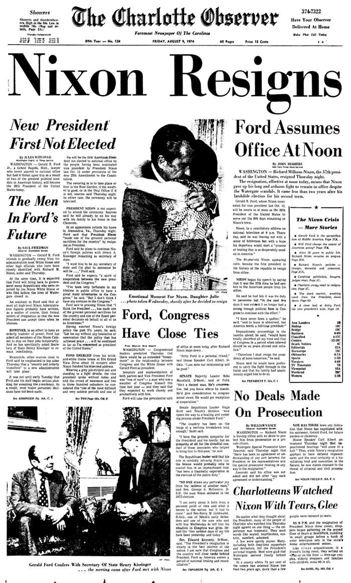 August 9, 1974 Observer front