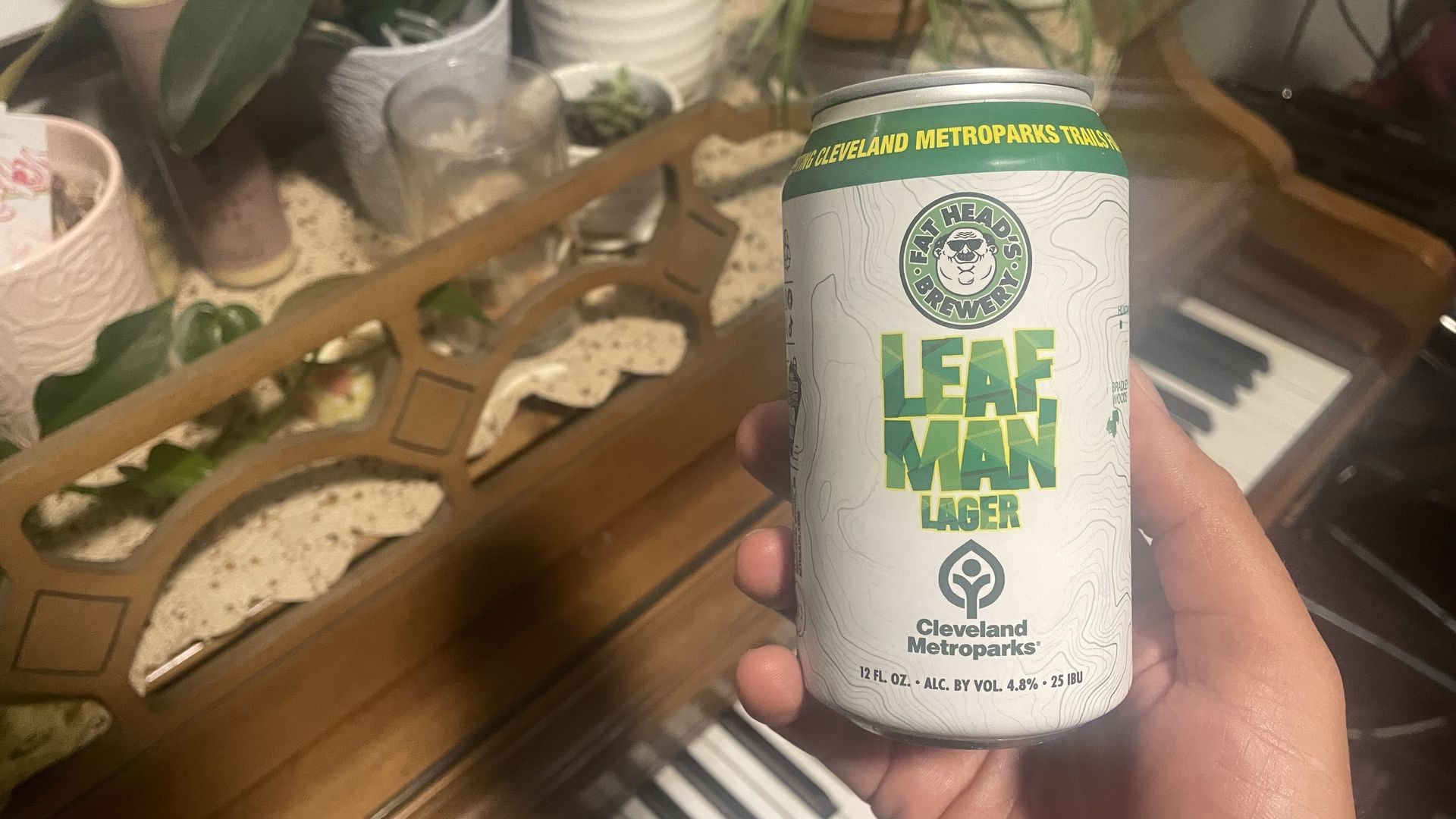 A can of Leaf Man Lager