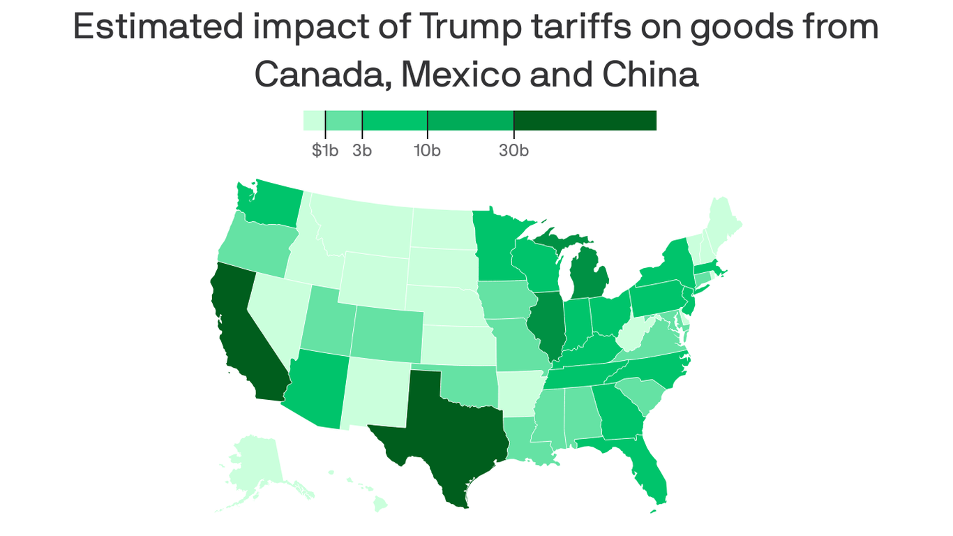 Which states may feel the brunt of Trump's tariffs