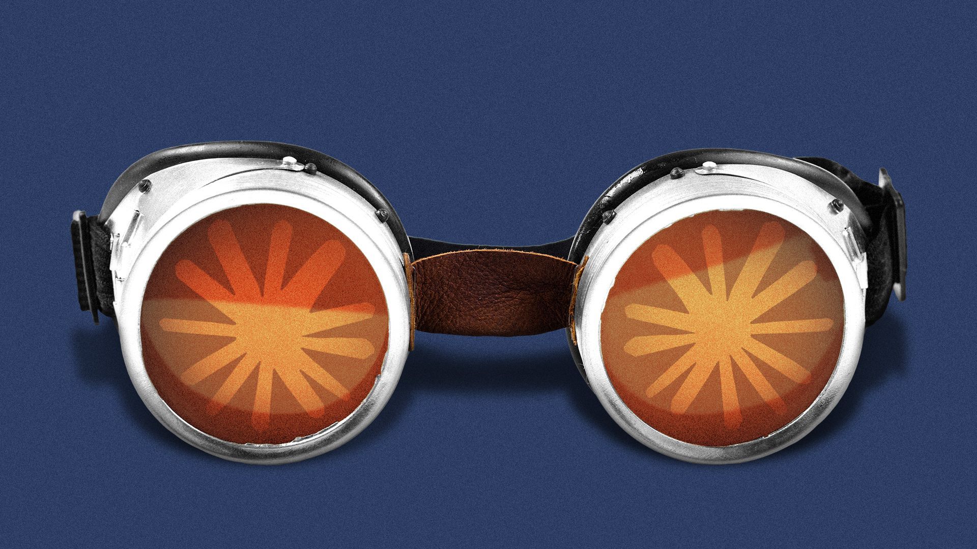 Illustration of the Claude AI logo reflected on a pair of safety goggles.
