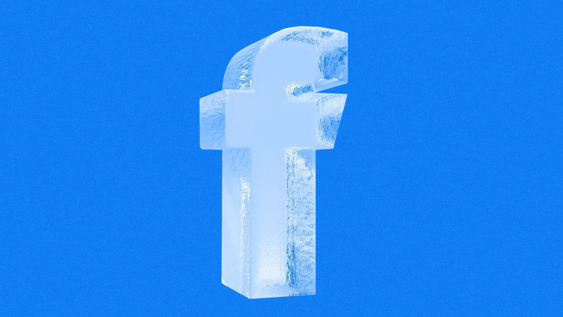 A large iceblock in the form of a f in Facebook's font