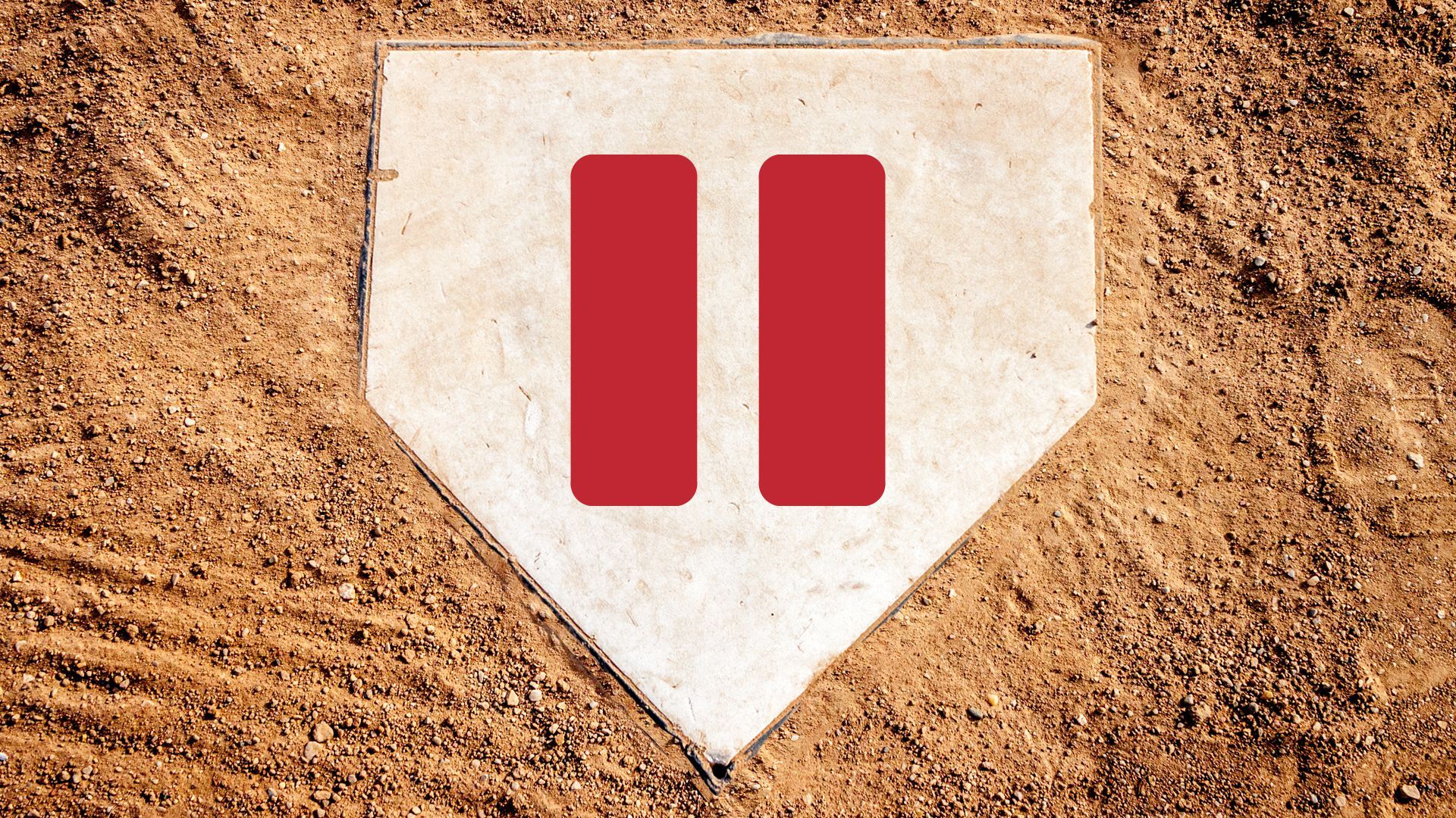 Illustration of a pause symbol on a home plate