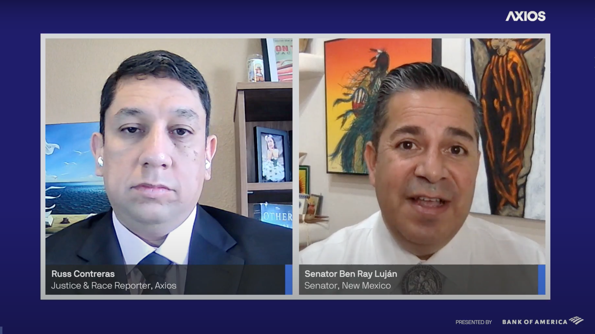 Screenshot of Ben Ray Luján speaking into a laptop