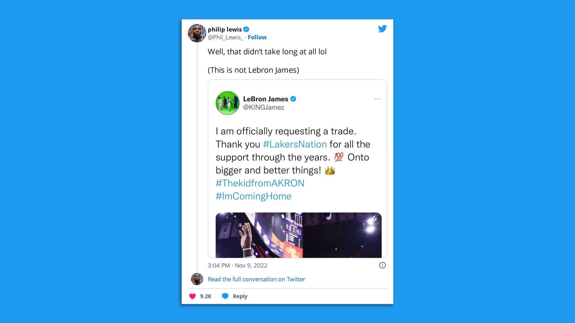 fake tweet from lebron james
