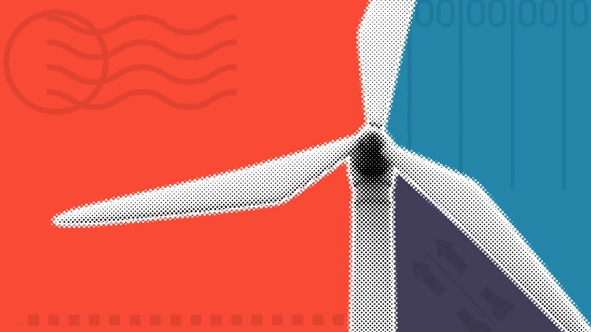 Illustration of a wind turbine surrounded by ballot elements.