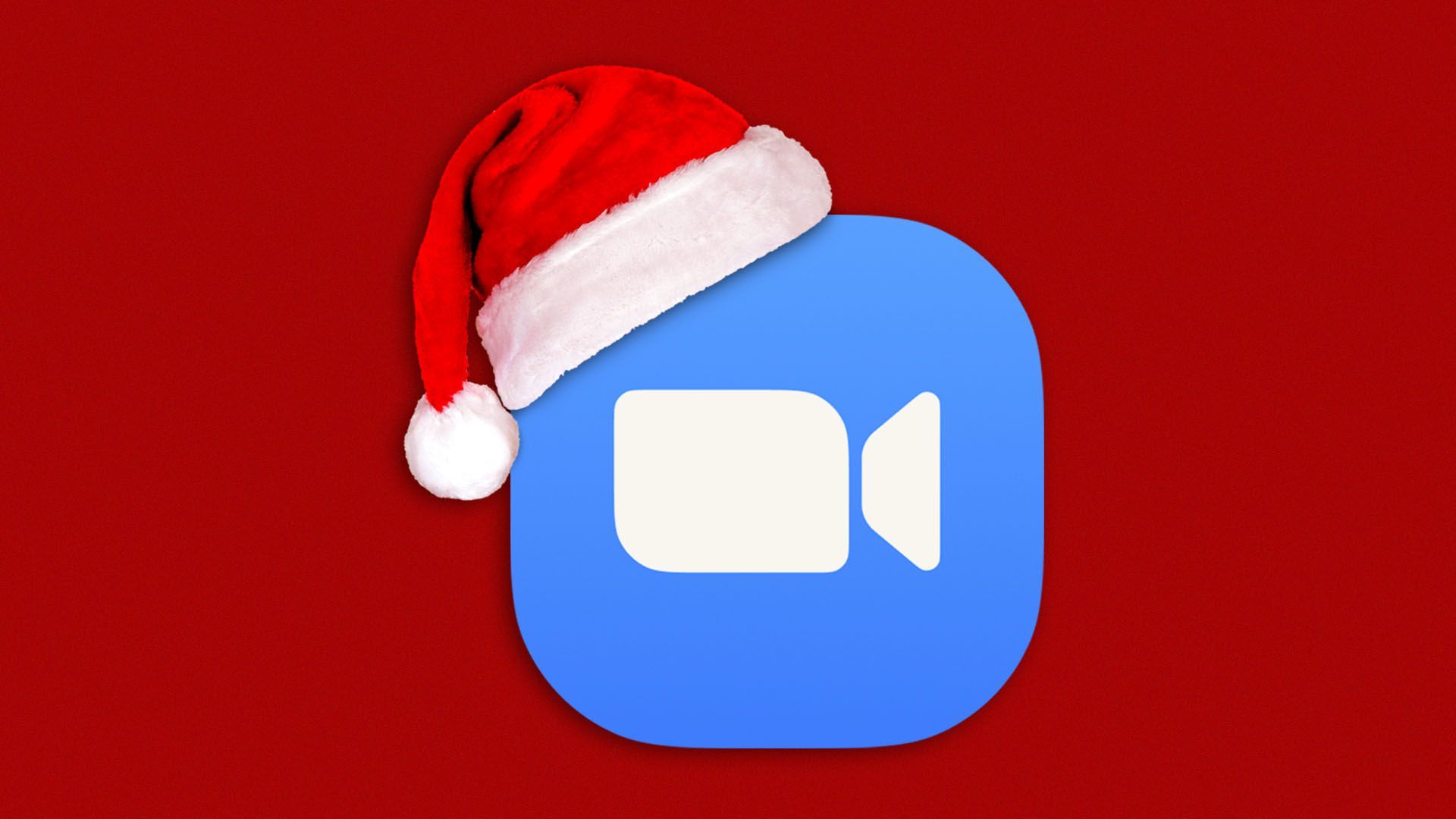 Illustration of Zoom icon wearing a Santa hat.