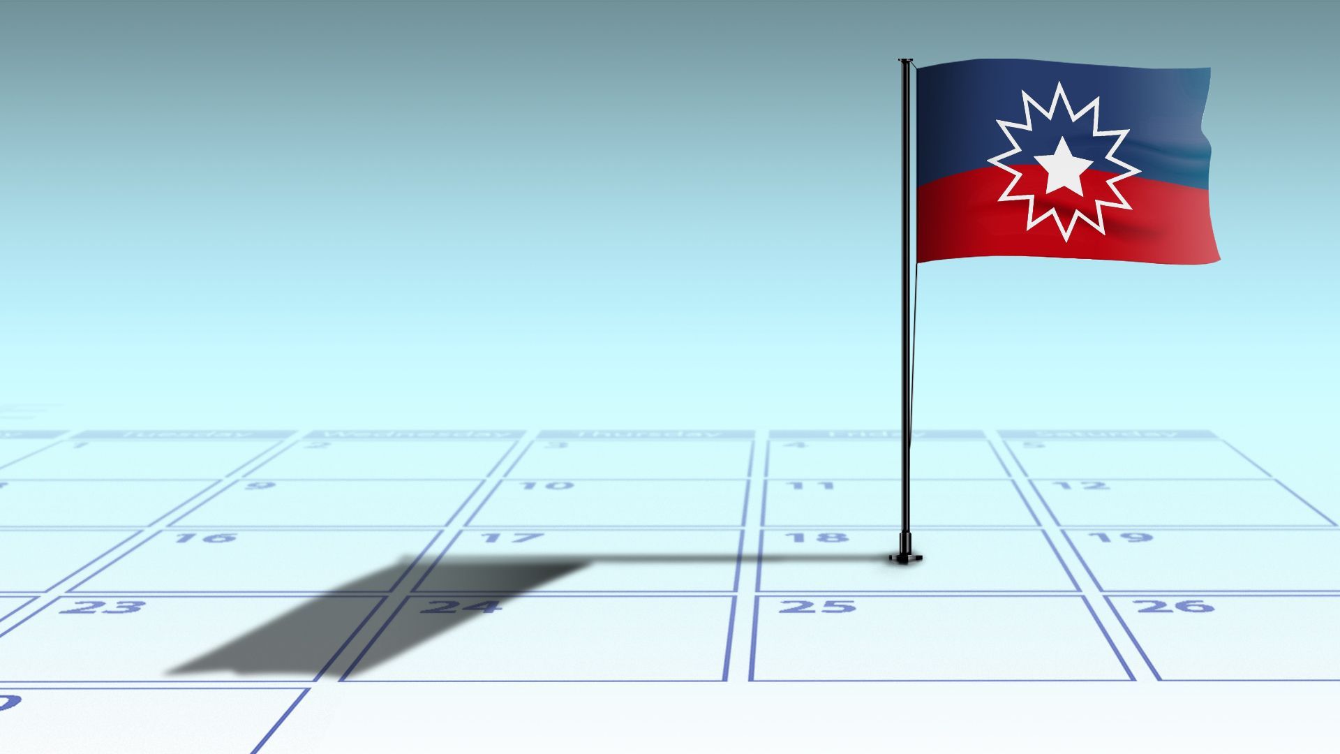 Illustration of Juneteenth flag planted in a June calendar-covered ground