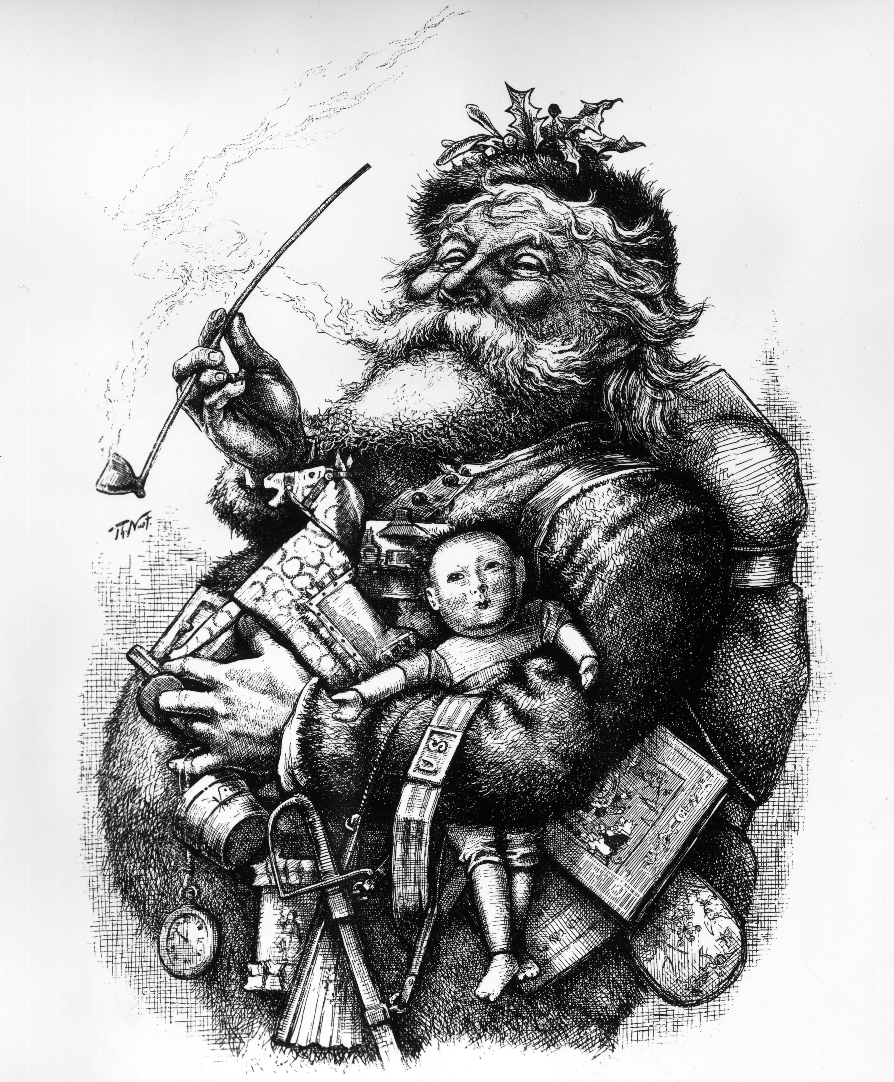 Old sketch of Santa Claus