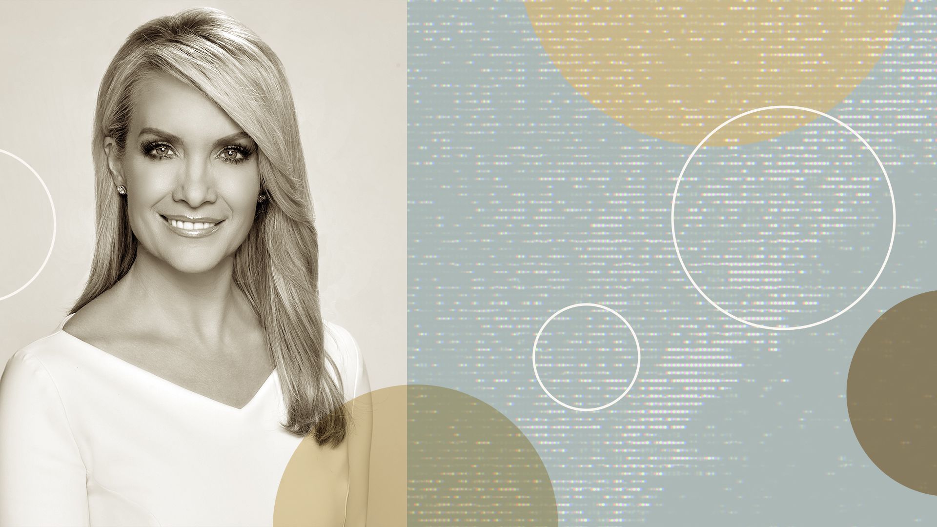 Photo illustration of Dana Perino with abstract shapes. 