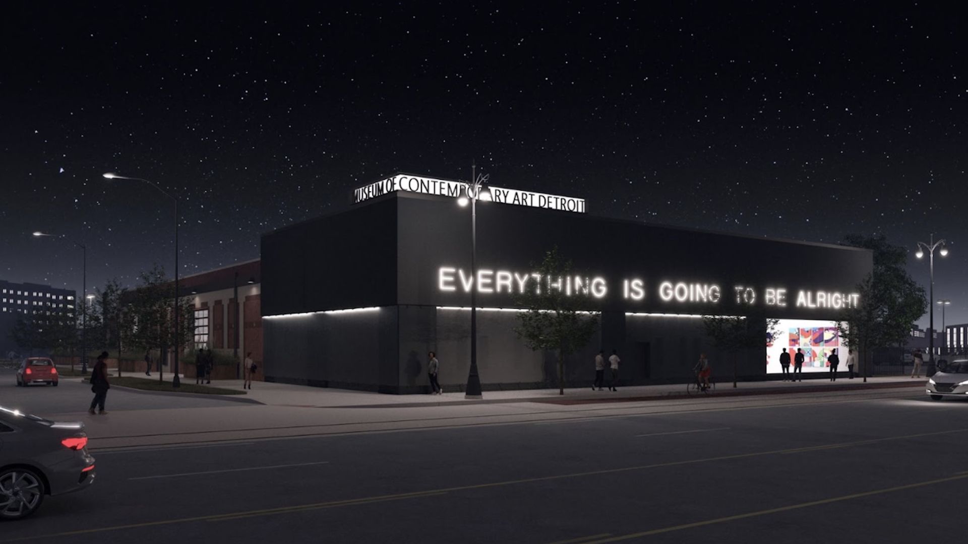 The black building with a big new display window