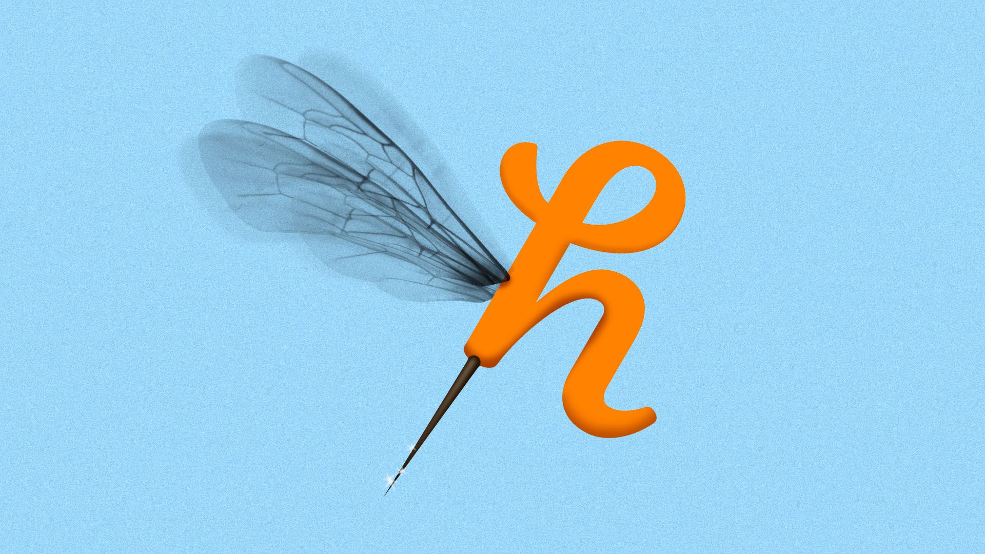 Illustration of the Honey logo with bee wings and a particularly long and sharp stinger